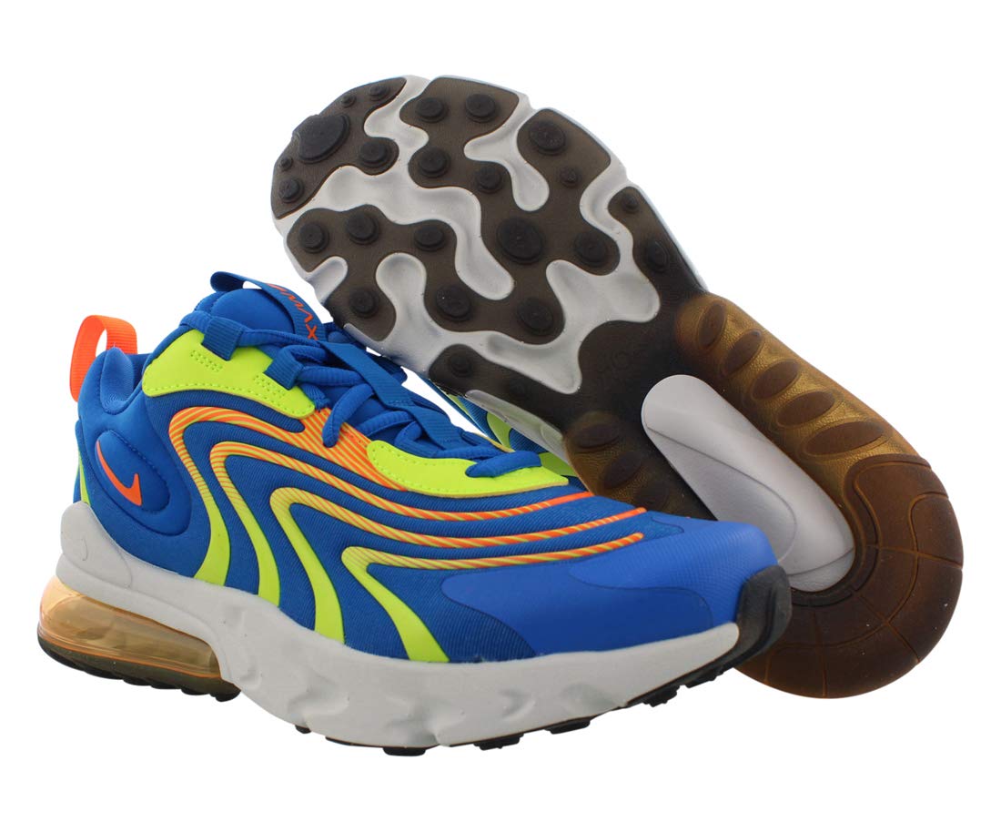 Nike Air Max 270 React Boys Running Shoes Size 5 - Total Orange/Volt/Blue/White | Lightweight Cushioned Sneakers for Kids' Sports & Daily Wear