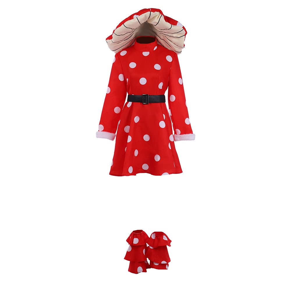 Anime Women's Suit - Kinoko Komori Cosplay Costume | Red Mushroom Turtleneck Dress with Hat | Perfect for Halloween, Cosplay Events & Anime Conventions
