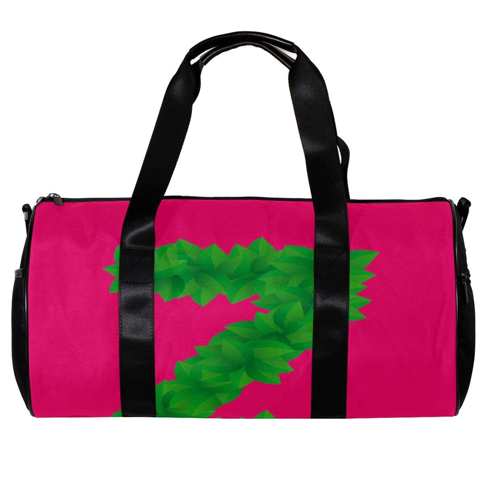 Gym Duffle Bag for Men & Women - Waterproof Overnight Weekender Travel Bag with Leaf Pattern - Perfect for Gym, Workout, Travel & Weekend Getaways (Rose Red)