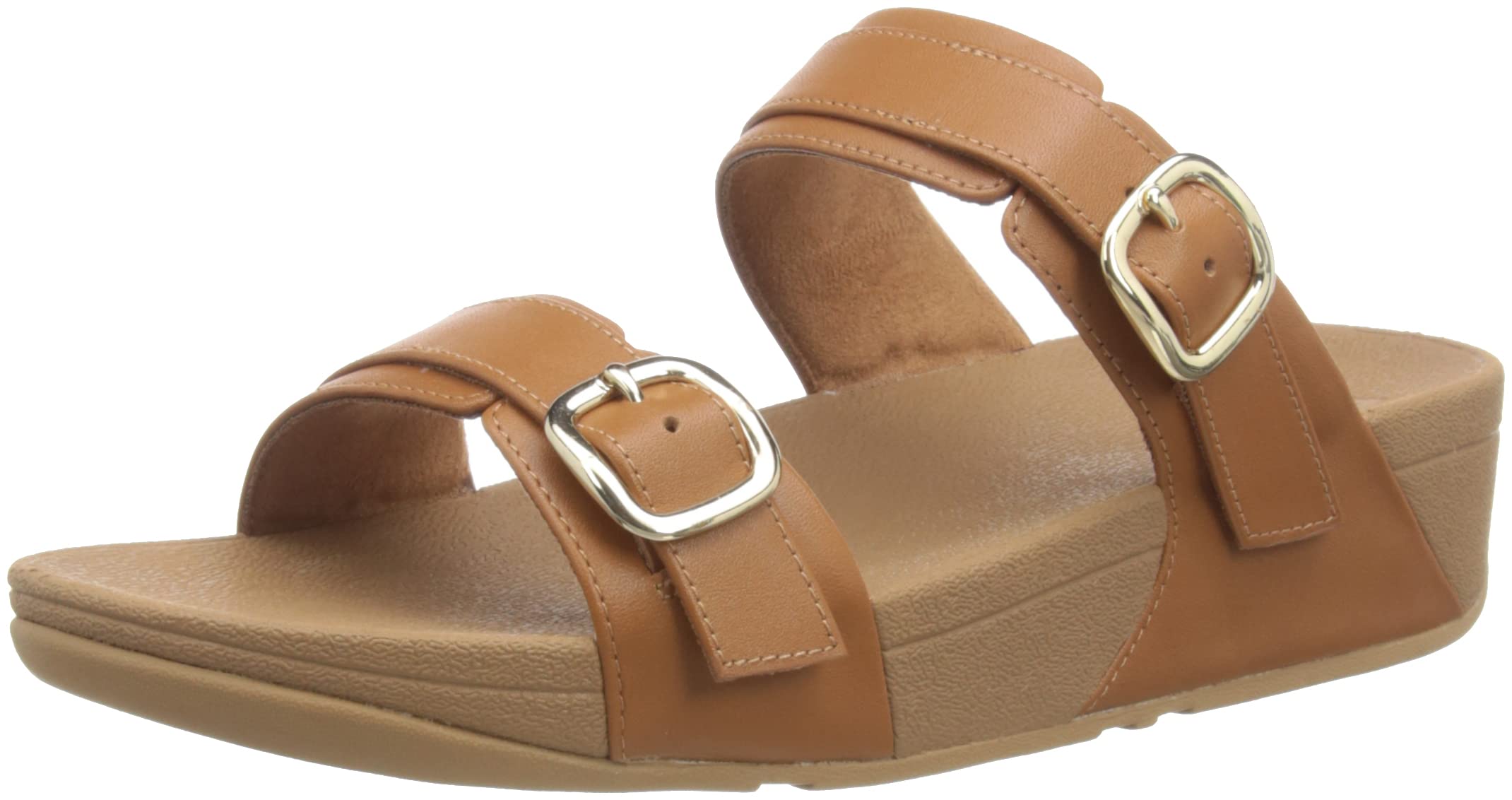 Fitflop Women's Lulu Adjustable Leather Slides - Comfortable Sandals for Women, Casual Summer Shoes with Arch Support - Perfect for Beach, Poolside & Everyday Wear