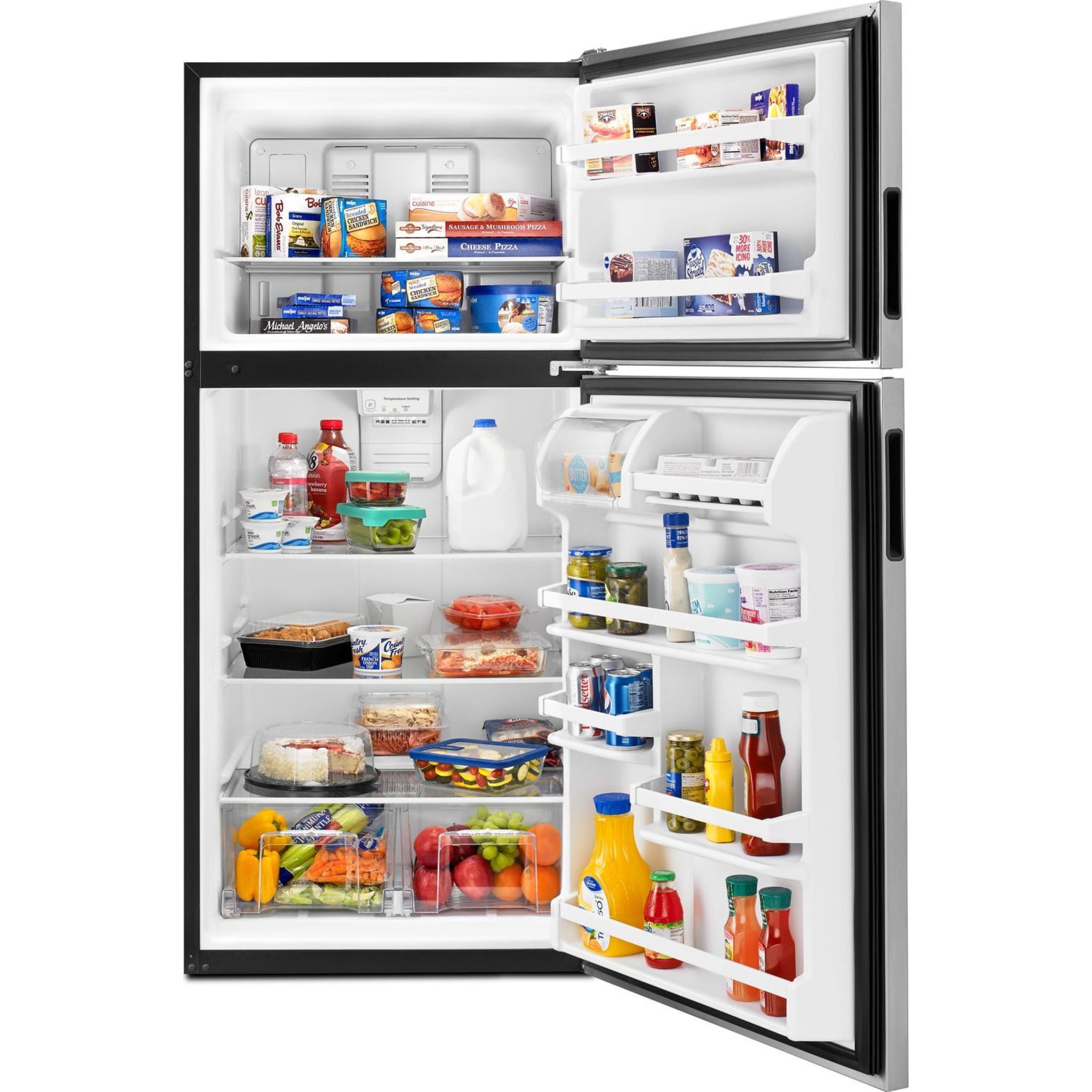 Amana 18 Cu. Ft. Top Freezer Refrigerator (ART318FFDS) - Stainless Steel, Energy Star Certified for Efficient Cooling - Perfect for Kitchens, Apartments, and Small Spaces