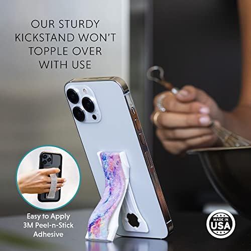 LOVEHANDLE PRO Premium Phone Grip - Magnetic Phone Holder & Kickstand for iPhone, Samsung, Smartphones & Tablets - Amethyst Glitter Silicone Strap - Perfect for Driving, Workouts & Hands-Free Use