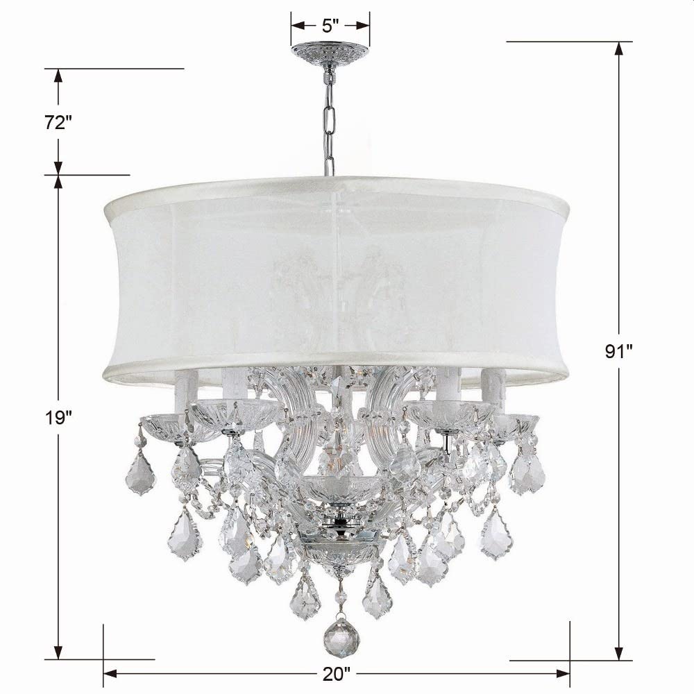 Brentwood 6-Light Strass Crystal Gold Drum Shade Chandelier - Elegant Ceiling Lighting Fixture for Dining Room, Living Room & Bedroom