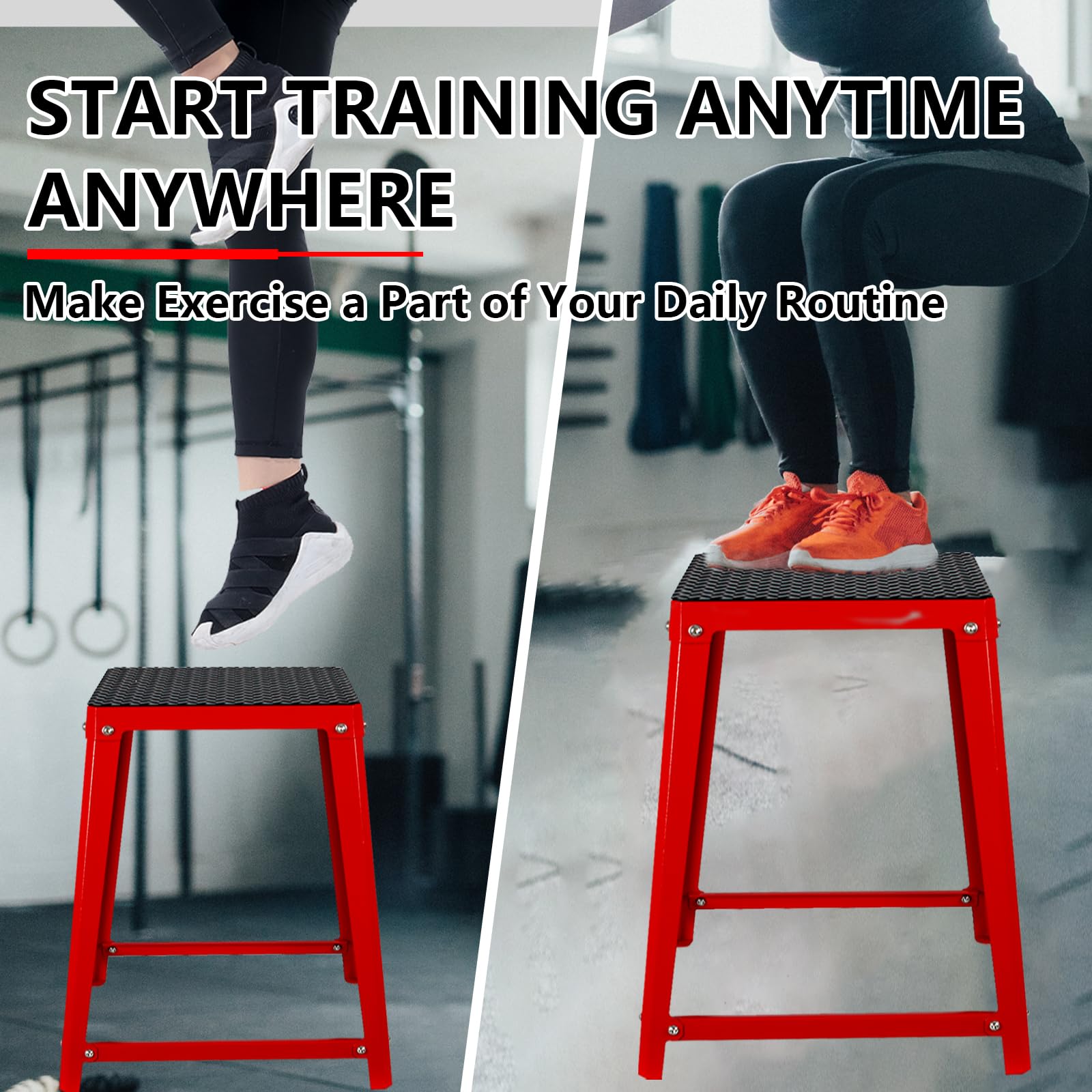 Premium Plyometric Jump Box - 12/18/24 Inch Anti-Slip Plyo Box for CrossFit, HIIT & Home Gym Workouts | Durable Exercise Box for Box Jumps, Step Ups & Strength Training | Ideal for CrossFit Training, Home Fitness & Athletic Performance