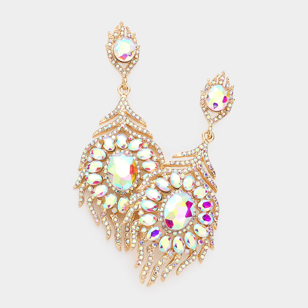 AB Crystal and Rhinestone Chandelier Earrings in Gold - Elegant Pageant Jewelry for Prom, Wedding & Special Occasions | Style #283412