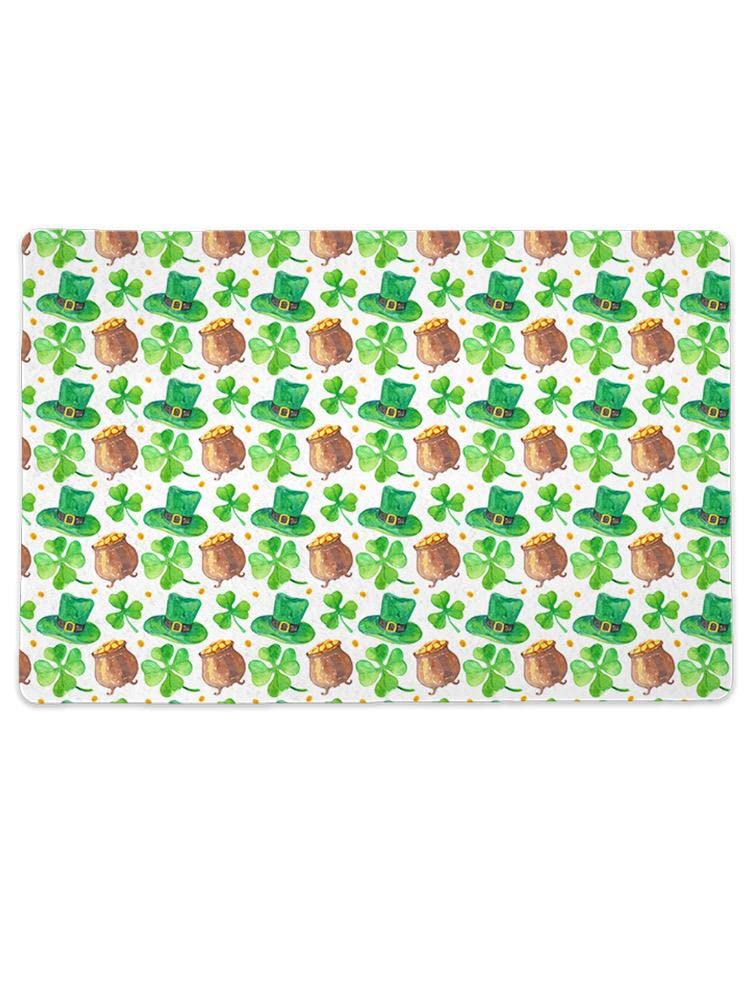 St. Patrick's Day Green Clover Print Rectangle Pet Mat for Dogs & Cats - Soft Non-Slip Floor Mat for Pets, Home Decor, Holiday Party Decoration