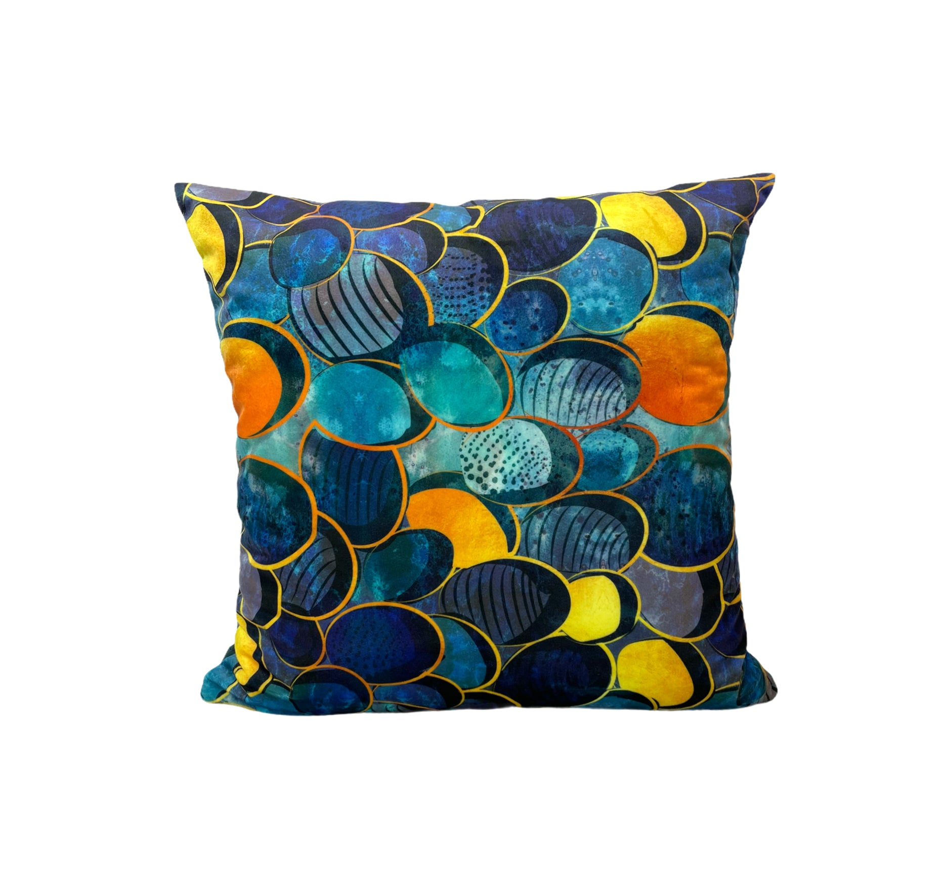 Abstract Deep Blue Velvet Throw Pillow 17x17 - Luxurious Decorative Cushion for Sofa, Bed & Home Decor - Soft & Stylish Accent Pillow for Living Room, Bedroom or Dorm