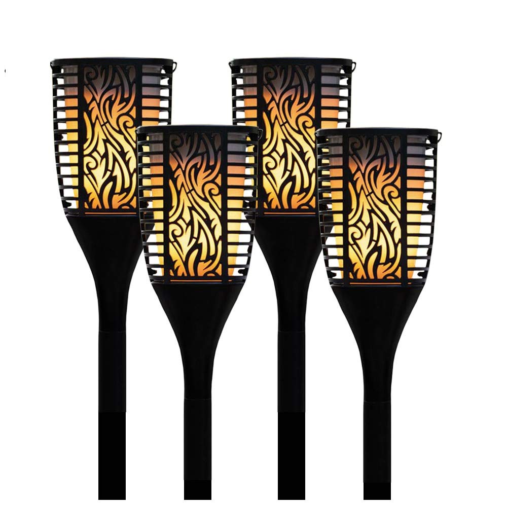 Theater Solutions TT100 240W Rechargeable Bluetooth Tiki Torch Speaker - Wireless Outdoor Party Speaker System with 99 Speaker Linking, 4-Pack Black Lanterns for Patio, Pool & Backyard Entertainment (TT100-2PR)