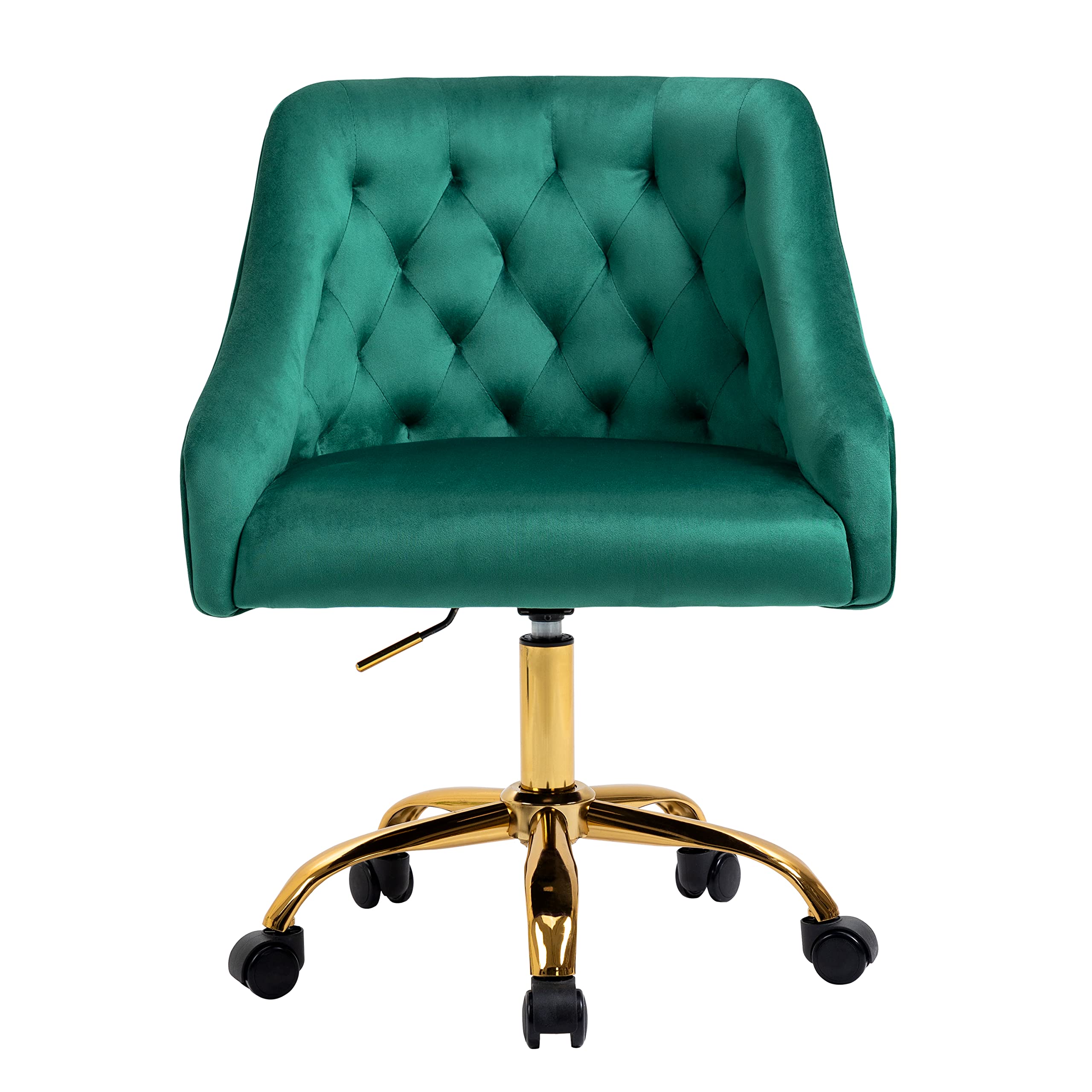 ANOUR Modern Velvet Adjustable Swivel Office Chair - Ergonomic Computer Desk Chair for Kids & Adults, Study Chair for Home Office, Bedroom, Living Room (Green) - Perfect for Remote Work, Gaming & Online Learning
