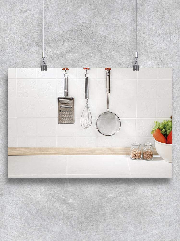 Kitchen Cooking Utensils Set with Hooks - Wall-Mounted Organizer for Pots, Pans & Tools - Perfect for Small Kitchens & Home Organization