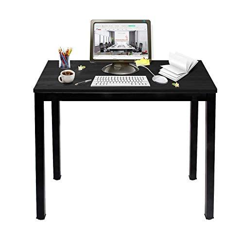 SogesPower 39 Inch Modern Simple Computer Desk for Home Office - Small Writing Study Desk with Sturdy Frame, Space-Saving Design - Perfect for Remote Work, Online Classes & Gaming Setup (Black)