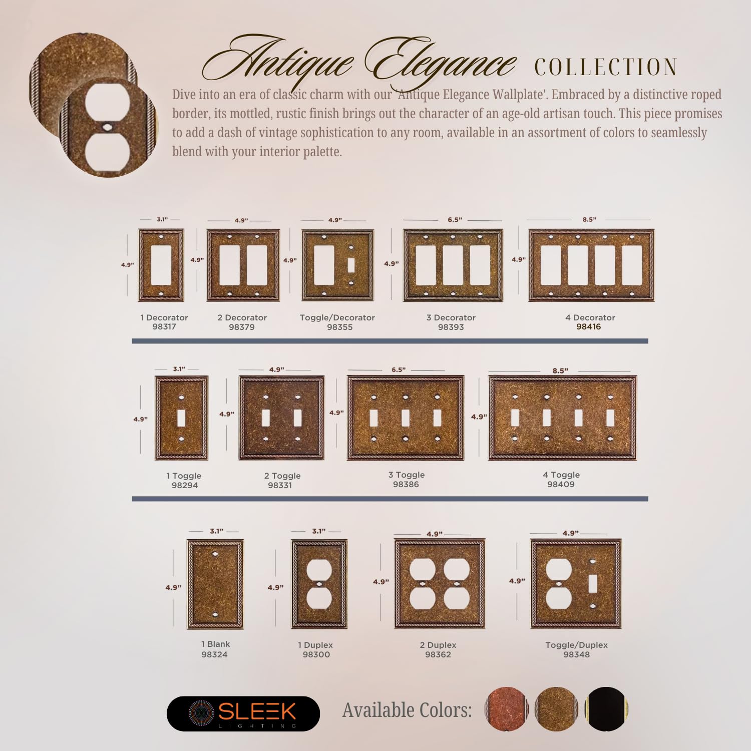 2-Pack Decorative Zinc Cast Sponged Bronze Wall Plate Outlet Covers - Rocker/Receptacle/Toggle & Combo Switch Plates (4 Decorator Size) | Ideal for Home Renovation, Living Room & Bedroom Electrical Upgrades