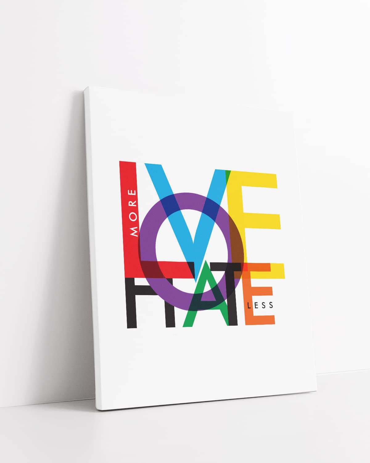 Love More Hate Less - LGBTQ Pride Wall Art Canvas (32x40 Inches) - Ready to Hang Decor for Home & Office - Perfect Gift for Gay, Lesbian & LGBTQ Rights Supporters - Pride Month Decorations & Equality Signs