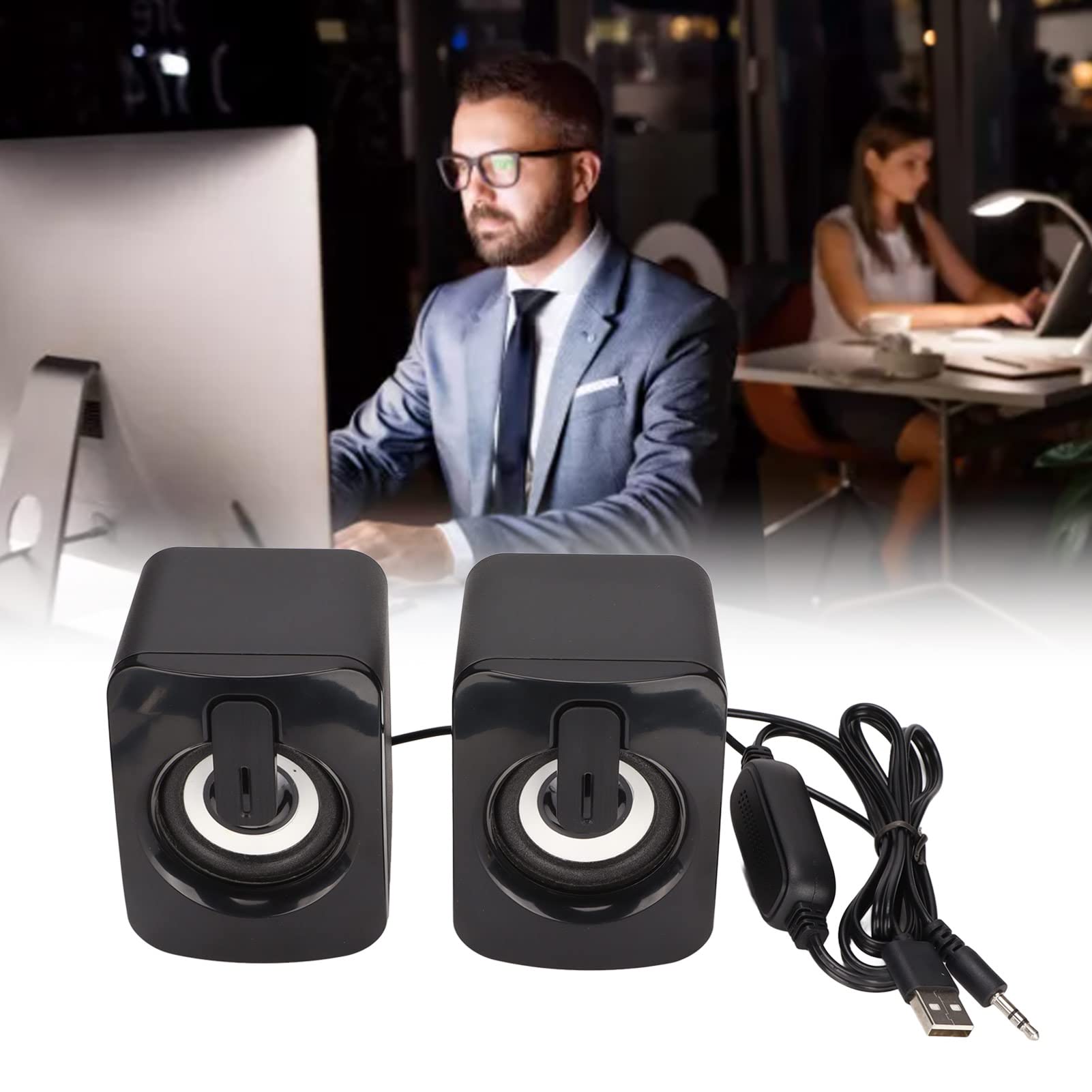 Mini USB Powered Stereo Computer Speakers - Low Distortion Wired Desktop PC Laptop Gaming Speakers for Home Office & Gaming Setup
