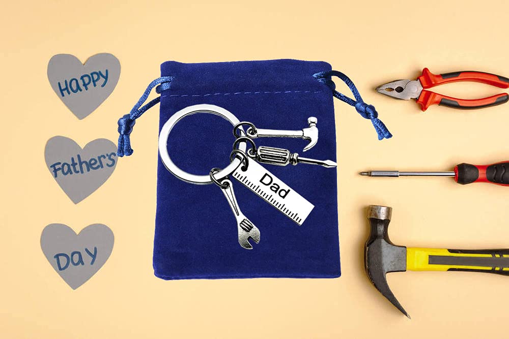 Multifunctional Pop Keychain Set - Ruler, Hammer, Wrench & Screwdriver Tools - Perfect Father's Day Gift for Dad from Daughter or Son - Great for DIY Projects, Home Repairs & Everyday Carry