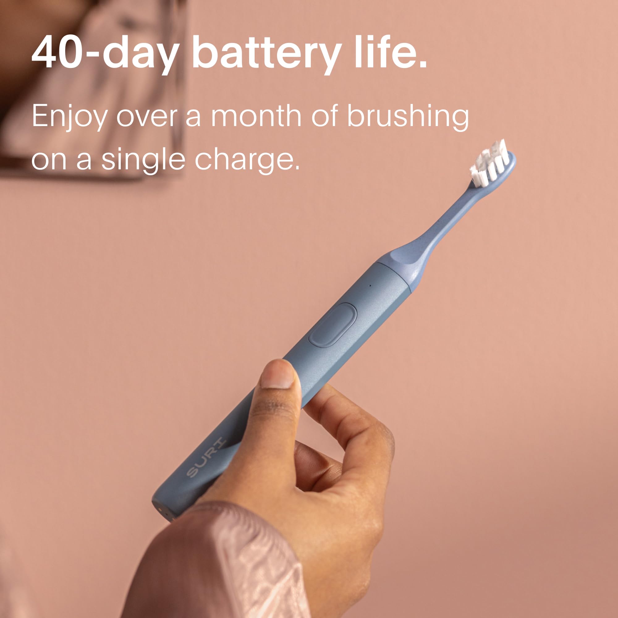 Eco-Friendly Electric Toothbrush for Adults | California-Designed Slim Sonic Toothbrush with 40-Day Battery & Travel Case | Durable Oral Care Kit for Home & Travel Use