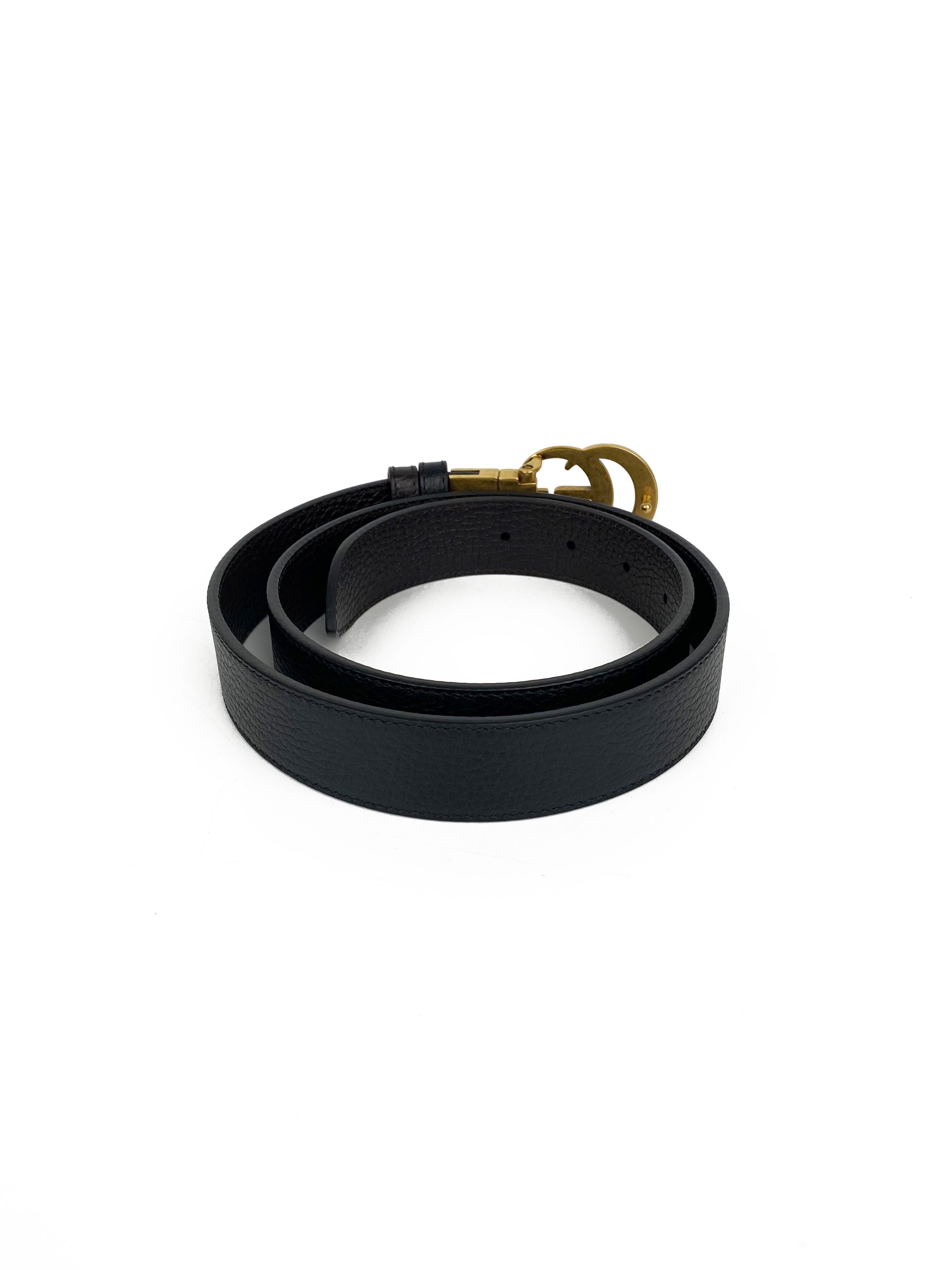 Gucci Black & Brown Reversible Thin Belt 85 - Premium Leather Waist Belt for Women & Men | Fashion Accessory for Jeans, Dresses & Formal Wear