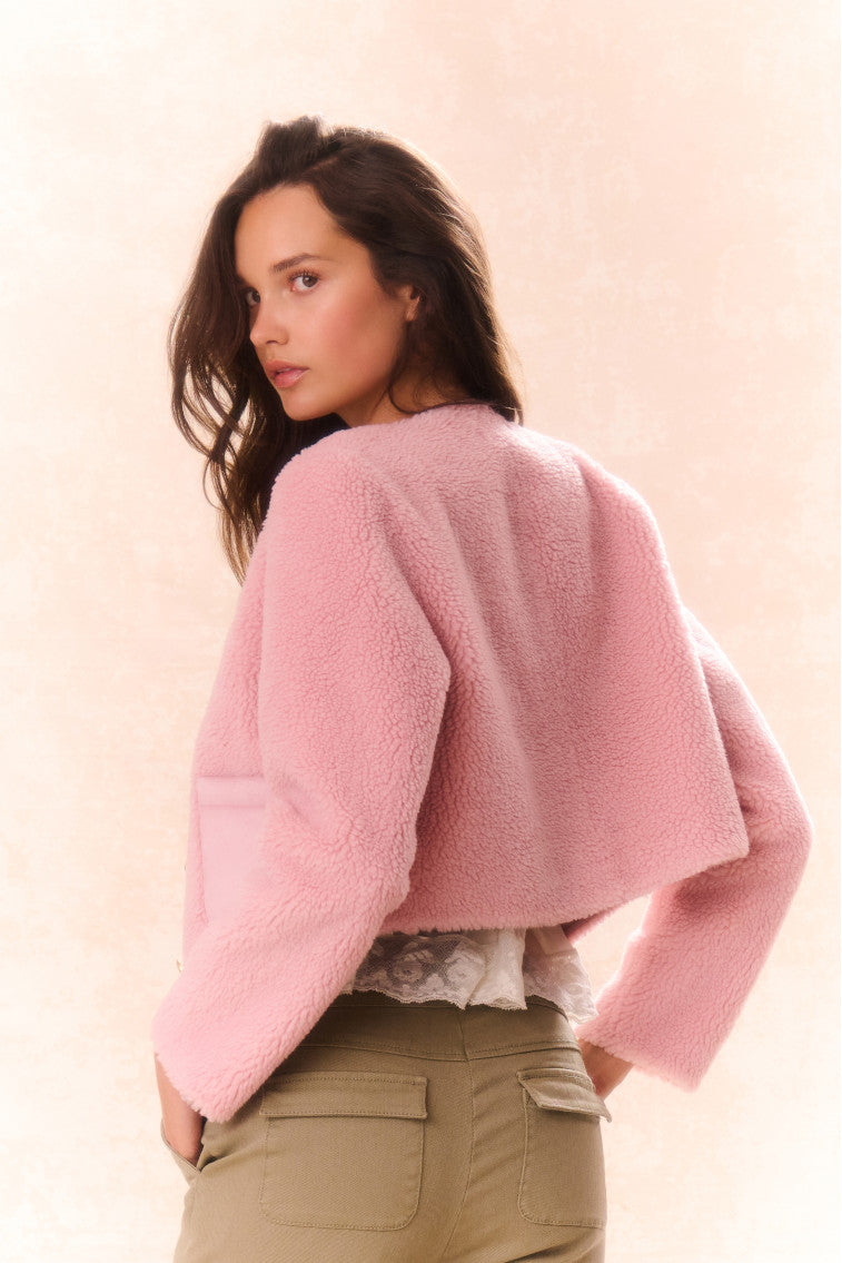 Lully Faux Shearling Jacket for Women - Rose Dust Color Winter Coat | Cozy Fleece Lined Jacket for Cold Weather, Outdoor Activities & Casual Wear