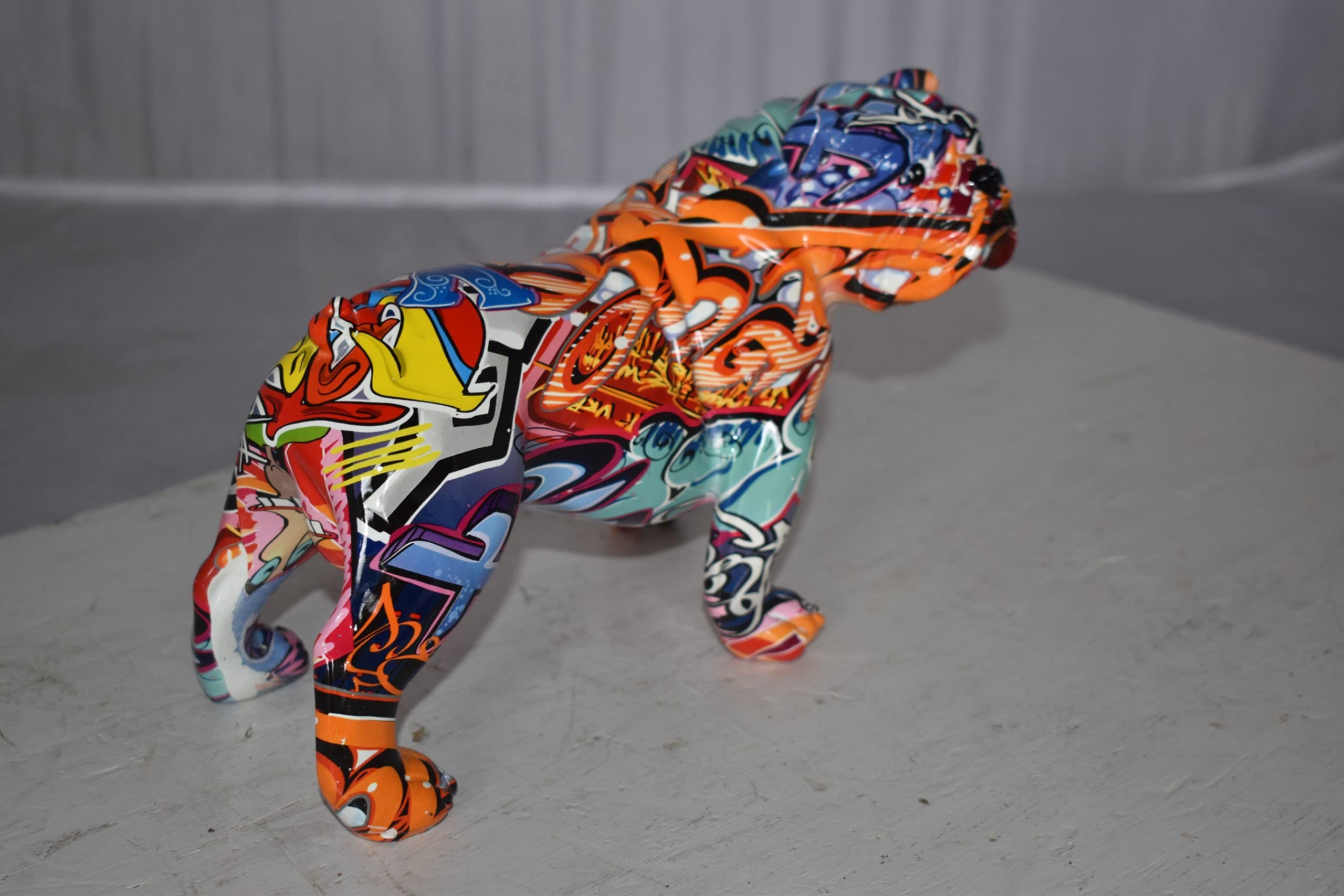Modern Happy Graffiti Resin Bulldog Statue - 10