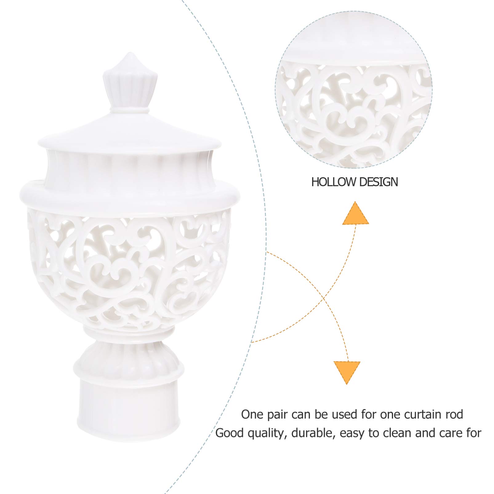 DOITOOL 20pcs White European Style Curtain Rod Finials - Decorative End Caps for Curtain Poles, Lamp Shades & Ceiling Rods - PP Hardware Home Decor for Living Room, Bedroom & Windows