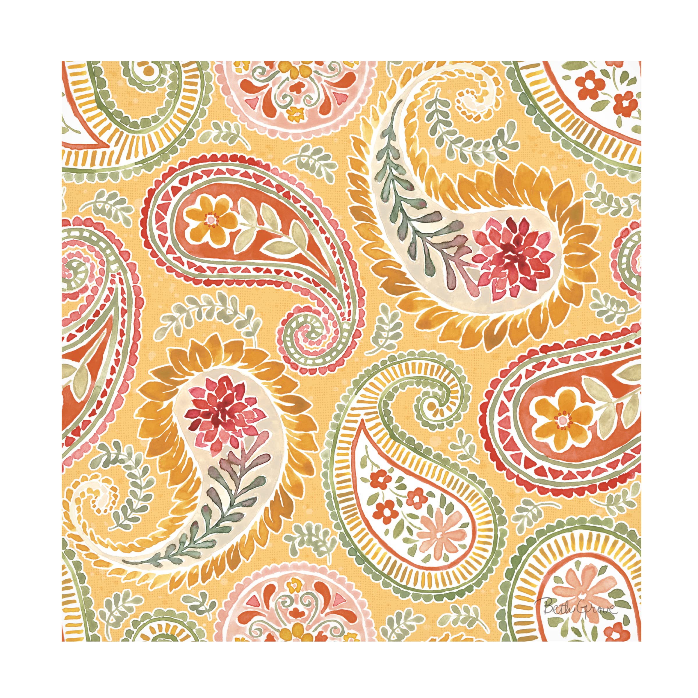 Beth Grove 'Harvest Bouquet Pattern IIIE' Floral Canvas Wall Art - Handmade Oil Painting Reproduction for Living Room, Bedroom & Office Decor