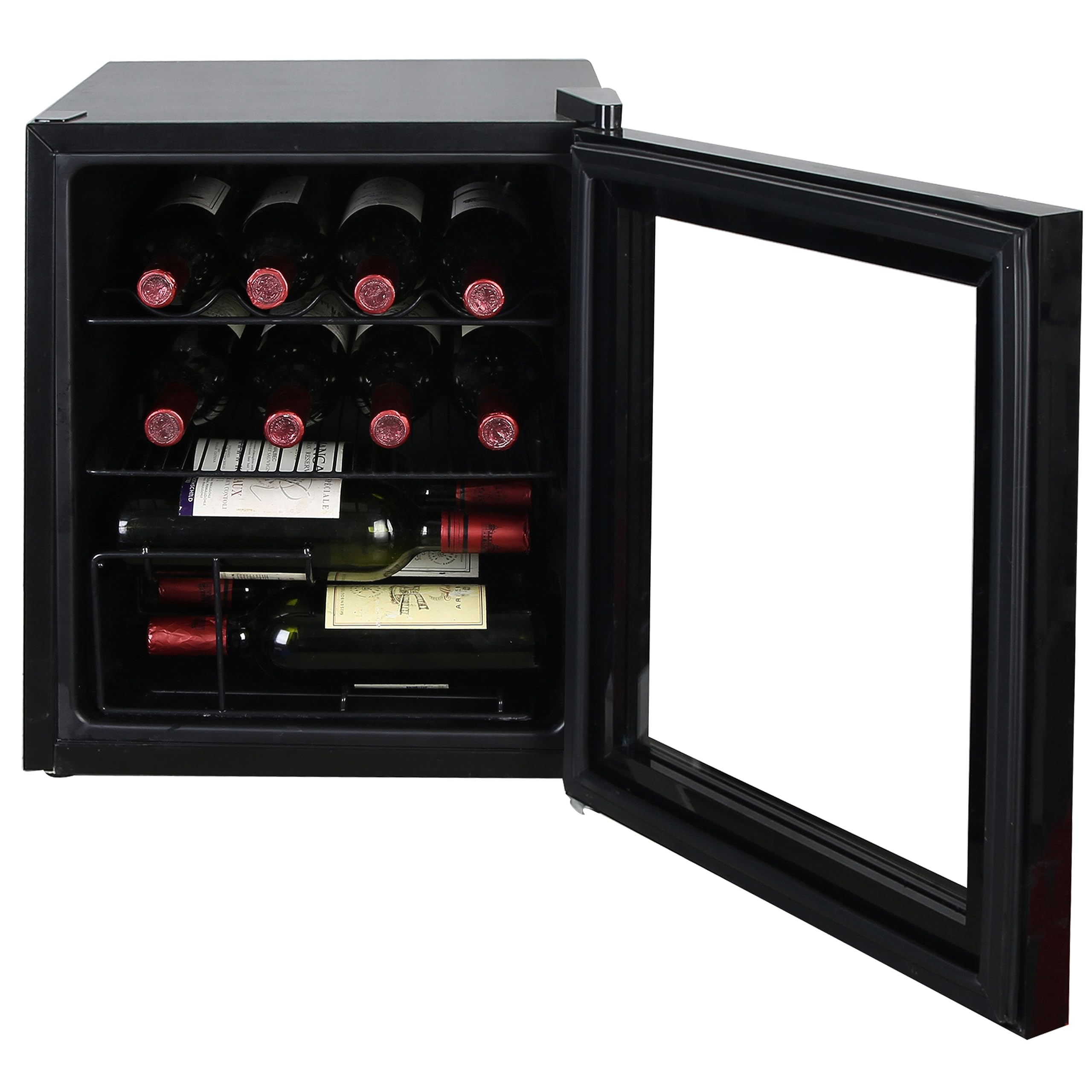 West Bend 15 Bottle/60 Can Beverage Cooler Refrigerator - 1.6 Cu.Ft Freestanding Wine & Beer Fridge with Glass Door, Adjustable Thermostat (17-Inch Wide, Burgundy) - Perfect for Home Bars, Basements & Entertaining Spaces