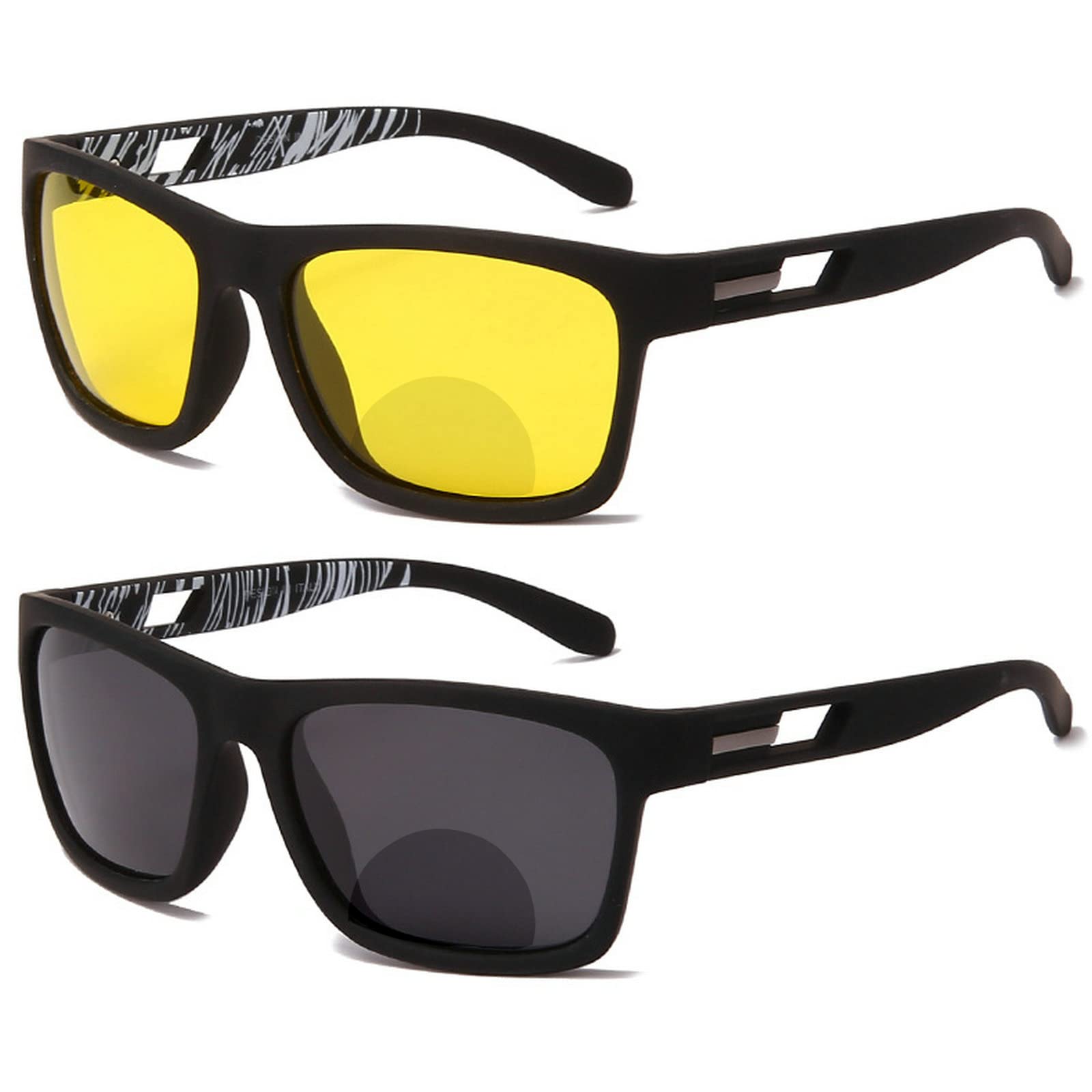 Square Bifocal Sunglasses for Men & Women - UV400 Protection Presbyopia Reading Glasses for Sports, Cycling & Driving - 2 Pack (Ideal for Outdoor Activities, Beach & Daily Wear)