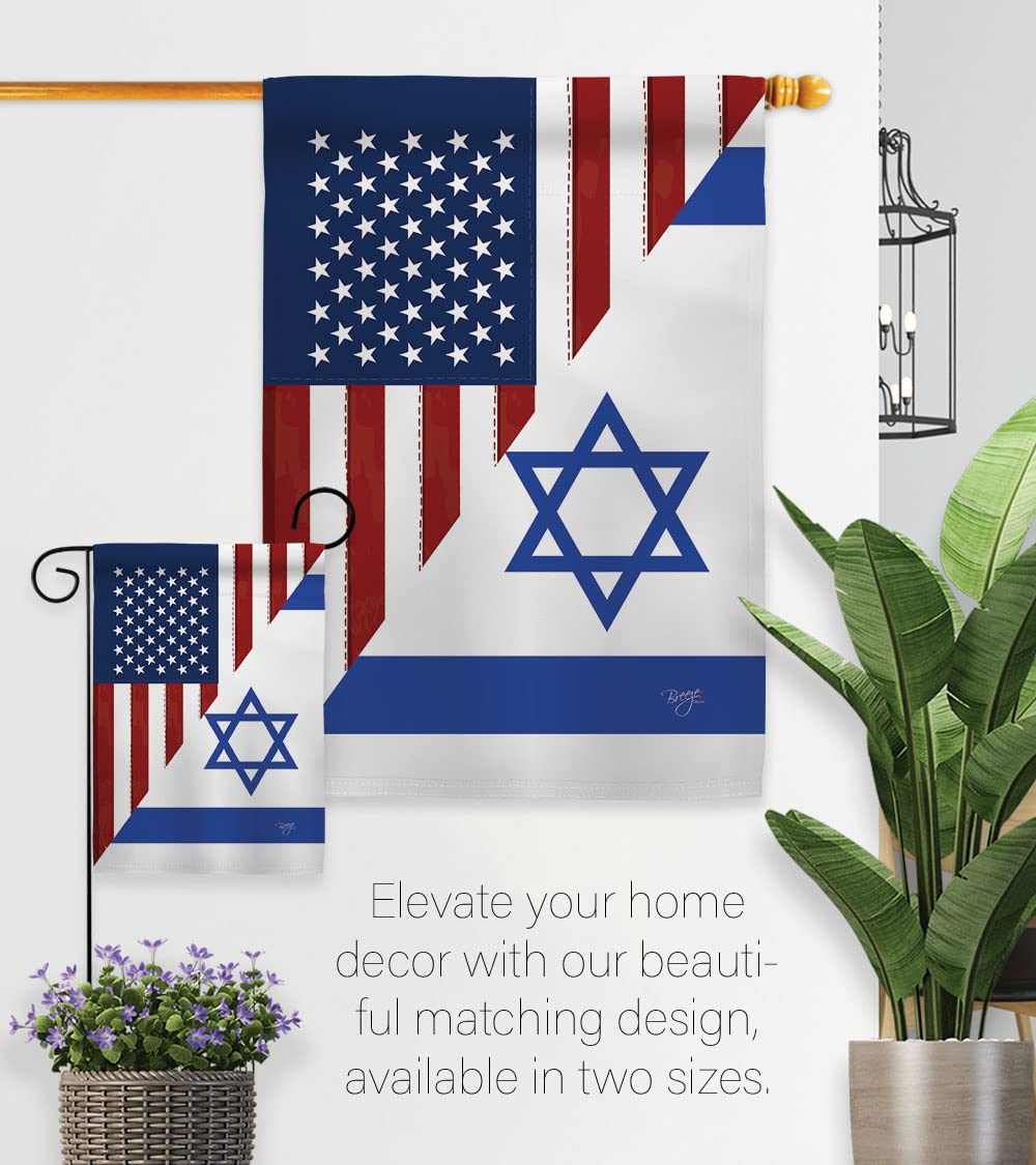 Israel US Friendship House Flag Set 28x40 with Pole - Outdoor Decor