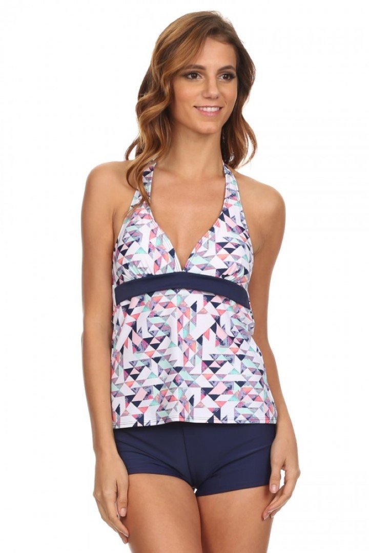 2-Piece Women's Triangle Halter Tankini Swimsuit - Stylish Beachwear for Pool, Vacation & Summer Activities