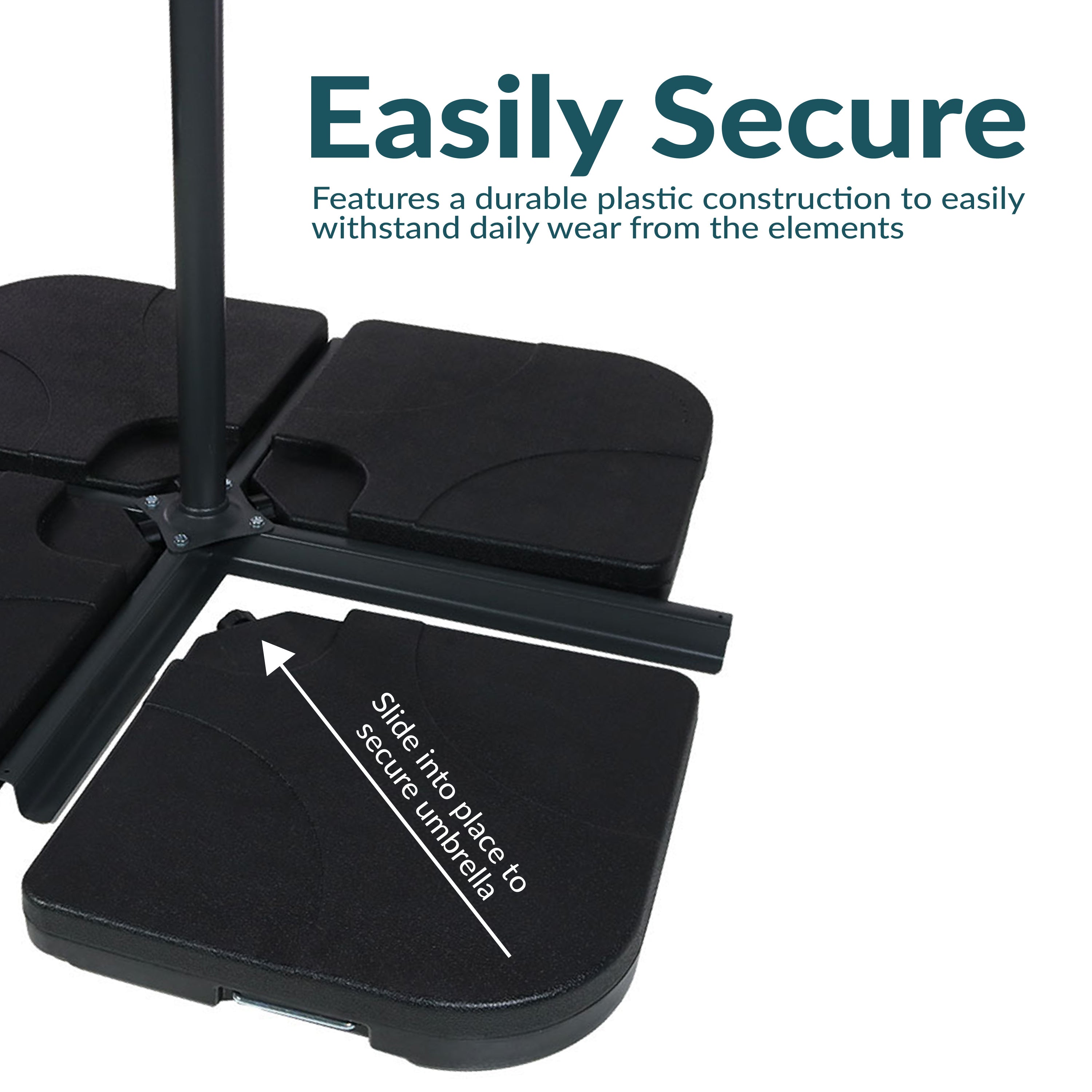 Heavy Duty Cantilever Umbrella Base Plates - Set of 4 for Sand or Water Weight - Perfect for Patio, Poolside, and Outdoor Events