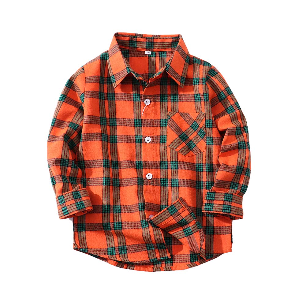 Boys Plaid Button Down Shirt - Long Sleeve Flannel Western Dress Shirt for Toddlers & Kids | Perfect for School, Parties & Family Photos