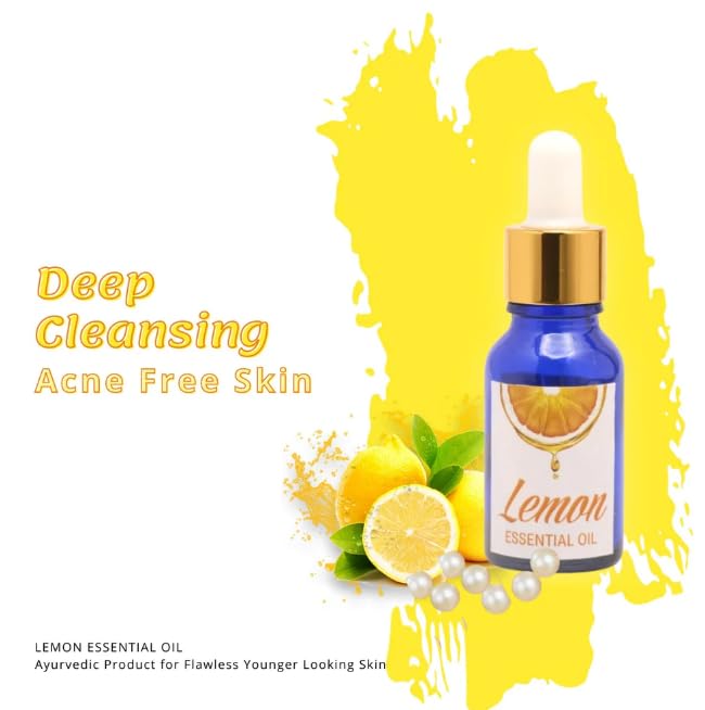 Asaagat Pure Lemon Essential Oil for Skin & Hair Care - 100% Natural Aromatherapy Oil for Diffusers, Bath, Massage & DIY Blends - Refreshing Citrus Scent - 10ml Bottle - Perfect for Relaxation, Stress Relief & Home Spa