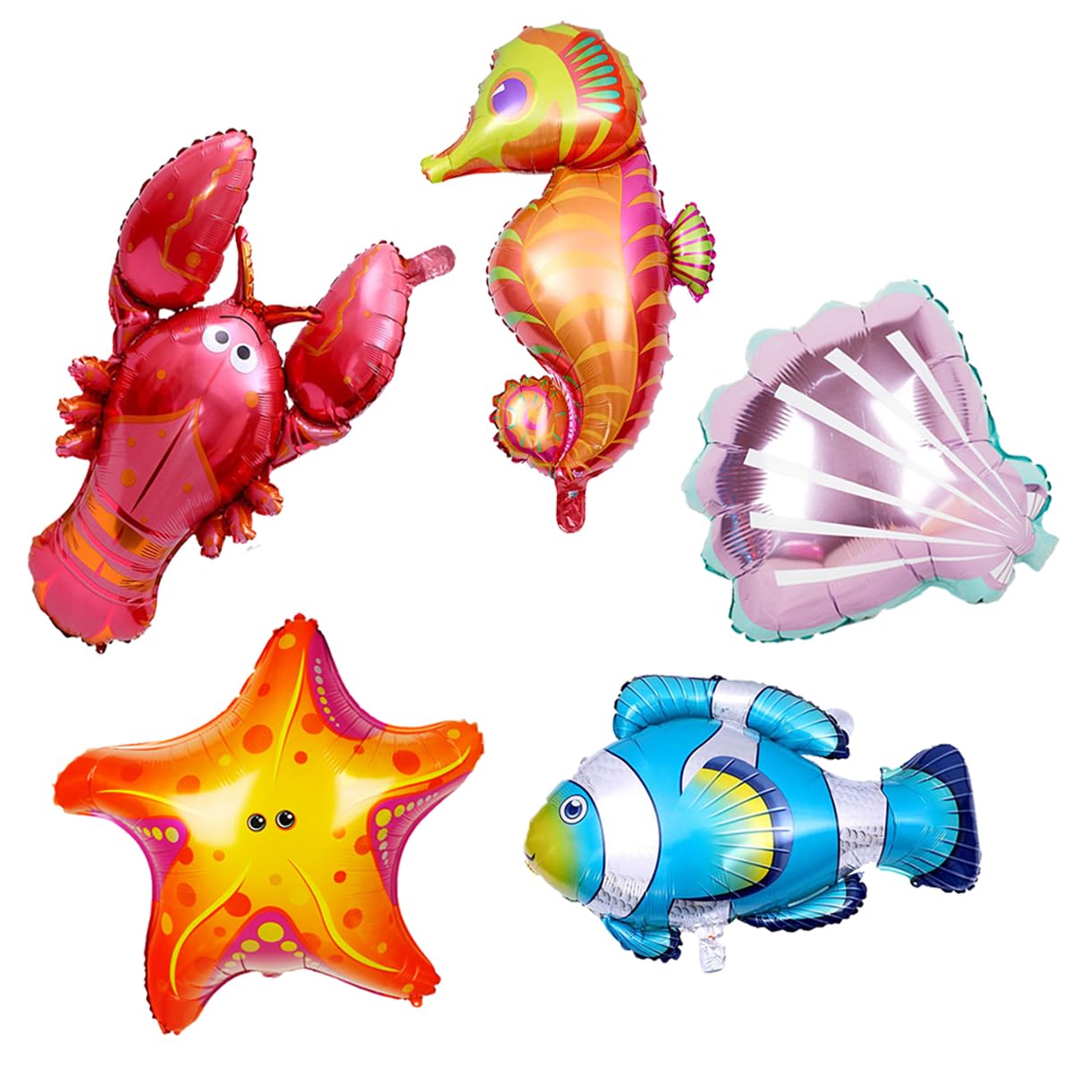 9 Pcs Large Ocean Animal Balloons - Cartoon Fish Foil Balloons for Birthday Party Decorations, Baby Shower & Under the Sea Theme Events