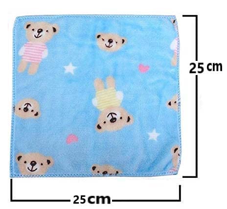 DEXO Soft Cotton Handkerchief Set for Kids, Women & Girls - 6-Piece Teddy Bear Print Baby Face Towels | Multicolor Hankies for Daily Use, Travel & Gifts