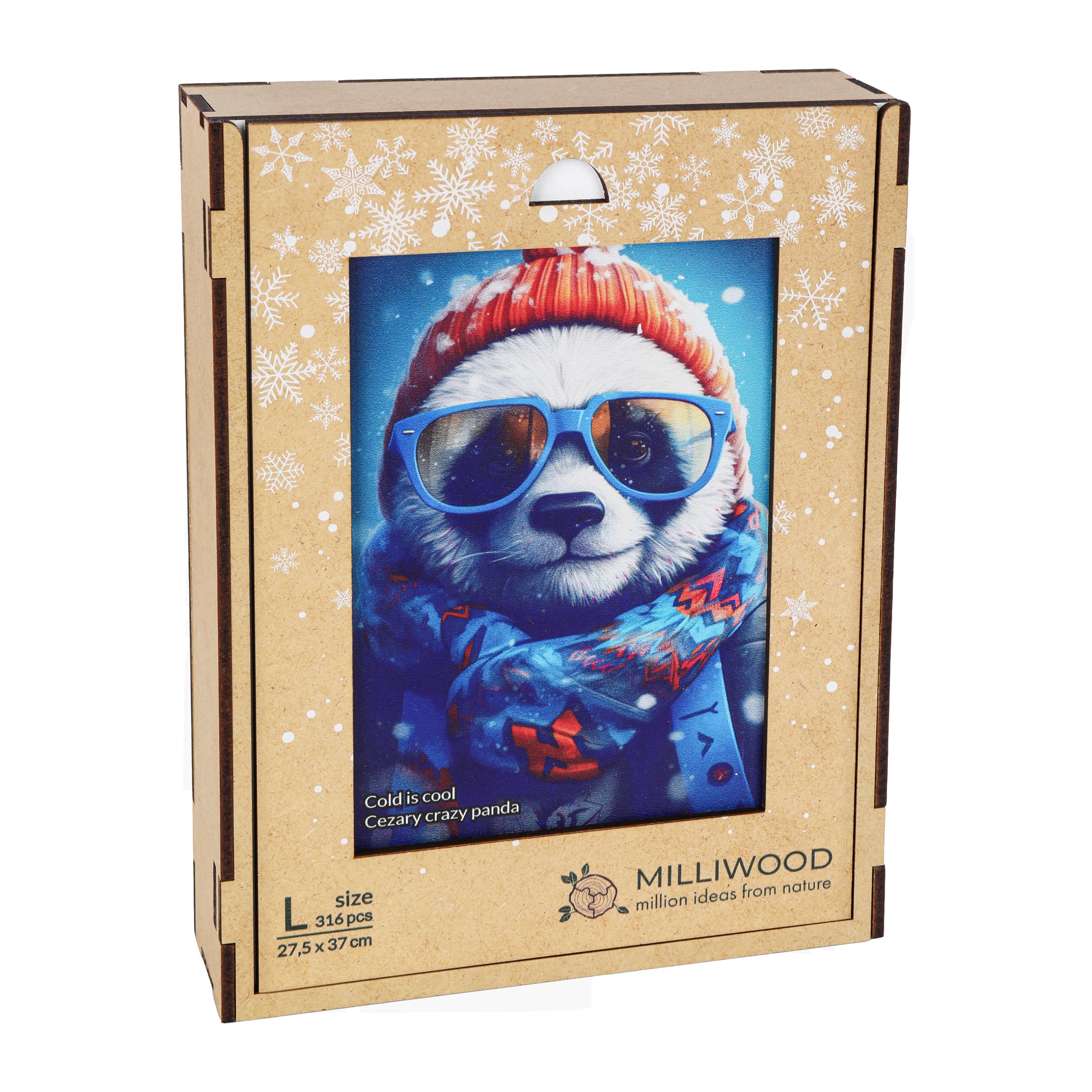 Milliwood 316-Piece Wooden Jigsaw Puzzle - Crazy Panda Animal Puzzle for Kids & Adults (10+ Years) - Brain Teaser & Educational Toy - 27.5x37cm - Perfect for Family Game Night & Classroom Activities