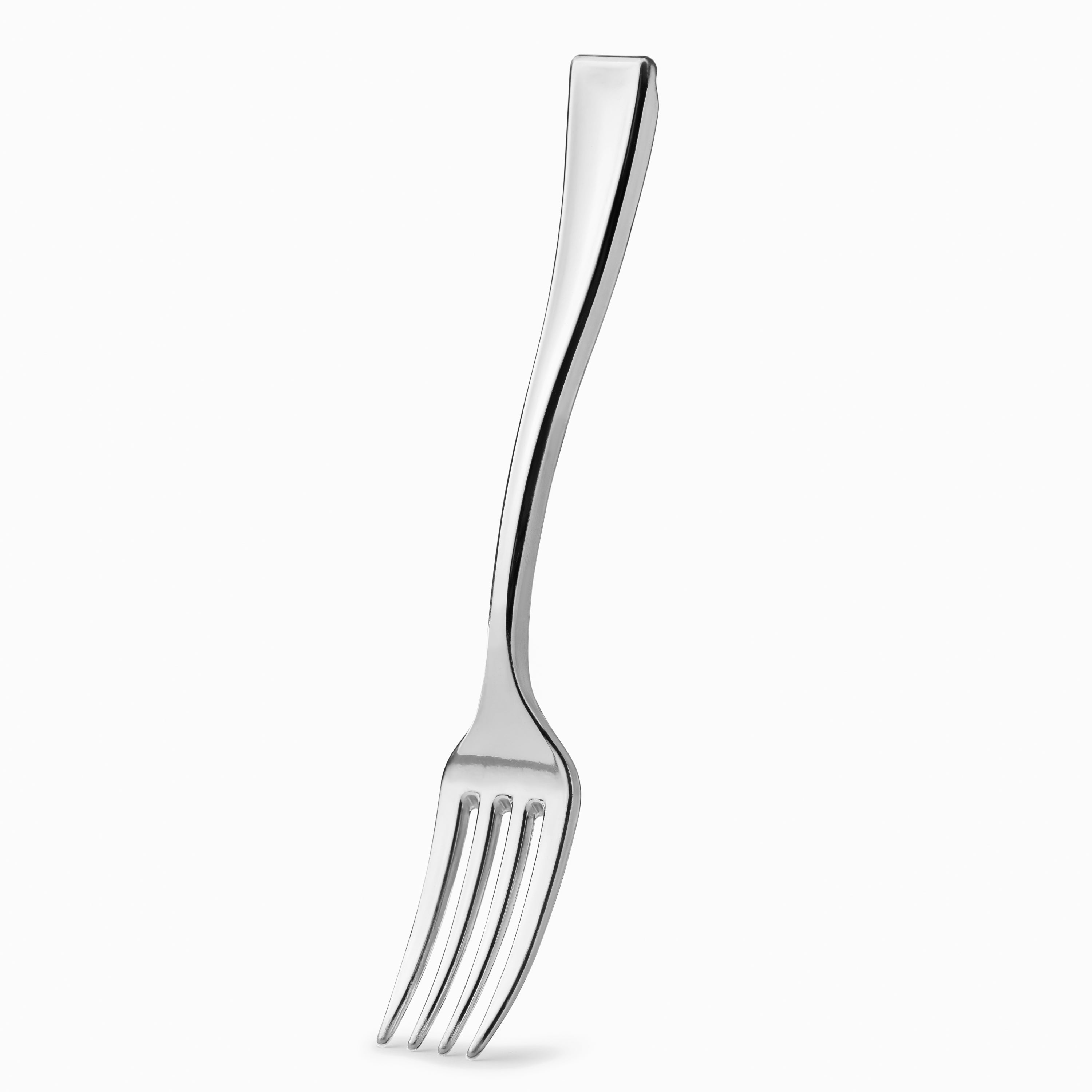 4 Inch Mini Plastic Silver Tasting Fork - Small Disposable Appetizer Forks for Desserts, Cheese, Canapes, and Party Snacks - Perfect for Catering, Weddings, and Events