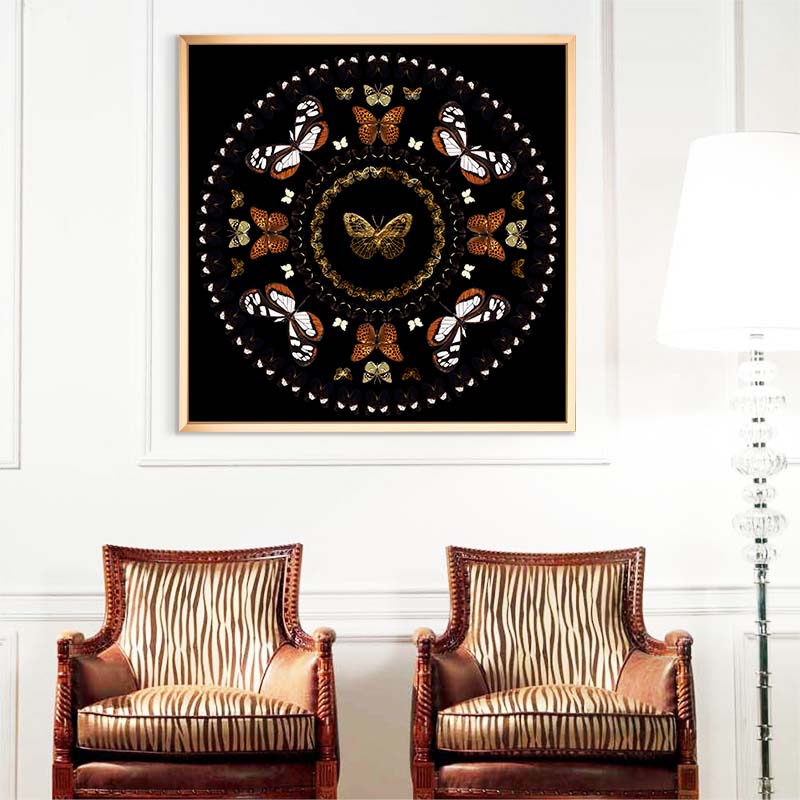 Butterfly Crystal Art Print with Gold Aluminum Floater Frame - Elegant Wall Decor for Living Room, Bedroom & Office - Perfect Gift for Home Decor & Housewarming