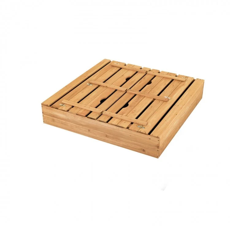 Kids Wooden Sandbox with 2 Foldable Bench Seats - Outdoor Play Sand Box for Toddlers & Children - Perfect for Backyard, Garden & Playground Fun