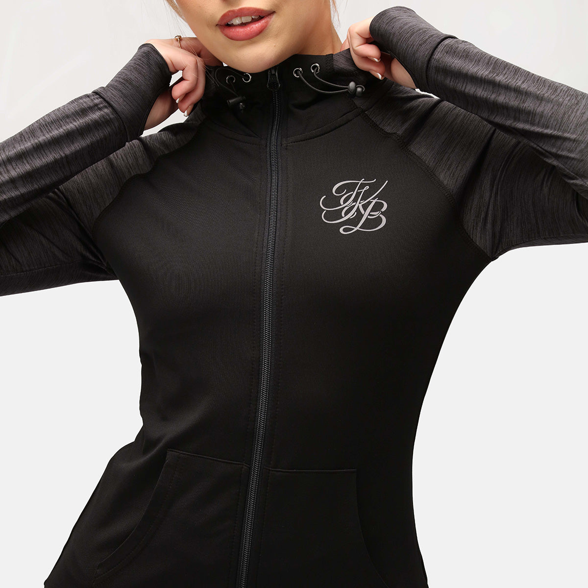 TKB Women's Slate Melange Zip-Up Hoodie - Cozy Casual Pullover for Everyday Wear, Gym, and Outdoor Activities