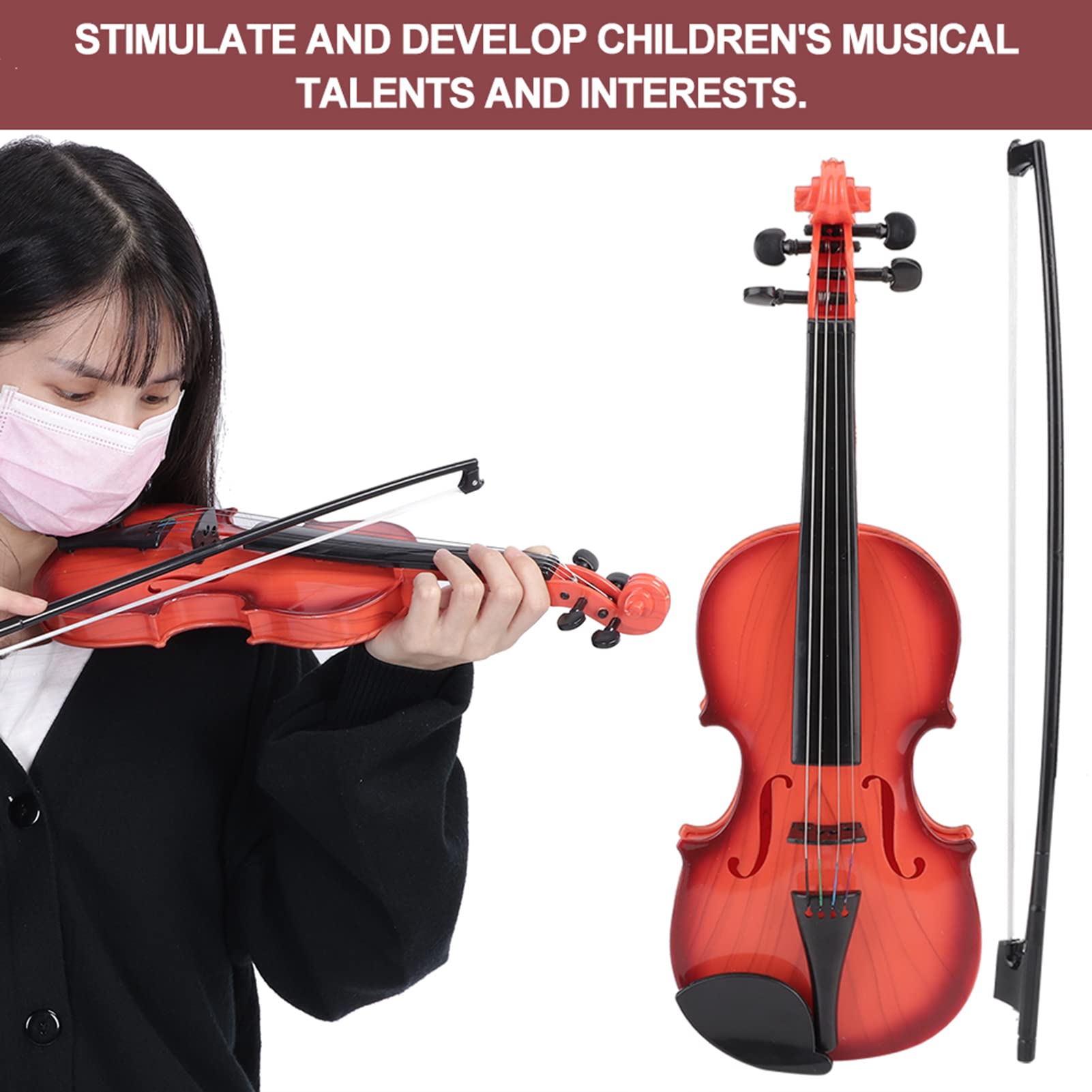 ABS Adjustable String Kids Violin Toy - Light Brown Acoustic Violin Musical Instrument for Children | Perfect for Beginners, Music Education & Pretend Play