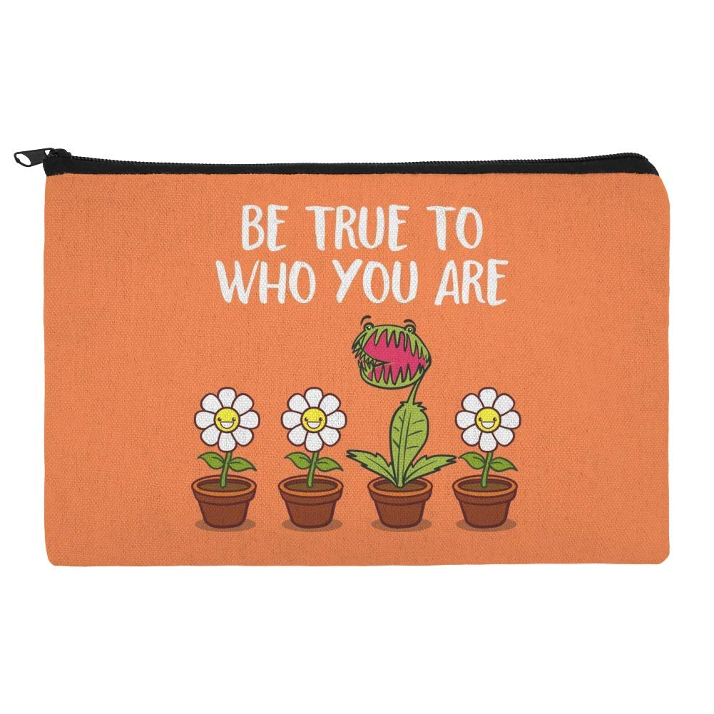 GRAPHICS & MORE Floral Cosmetic Bag Organizer - Be True To Who You Are Makeup Pouch for Travel, Gym & Daily Essentials Storage