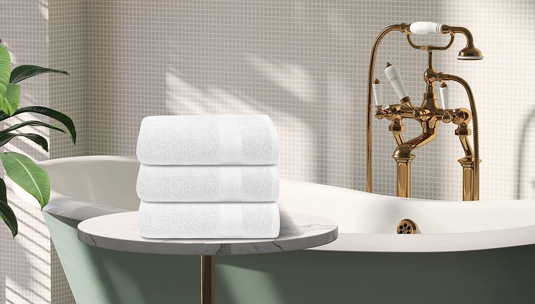 Premium White Cotton Bath Towel Set - 6 Pack Ultra Soft & Highly Absorbent Quick-Dry Terry Towels (24