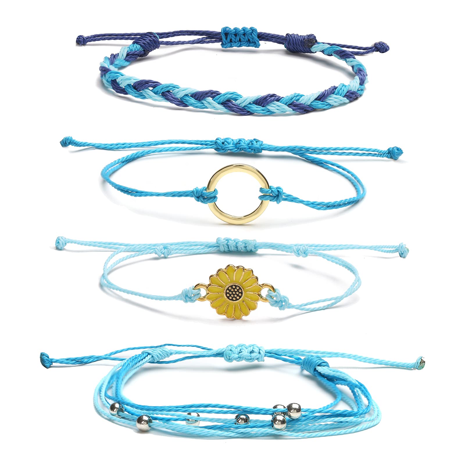 HUASAI Blue Friendship Bracelets for Women - Handmade Braided Bracelet Set, Best Friend Gifts for Her, Christmas Stocking Stuffers - Perfect for Birthdays, Anniversaries, and Everyday Wear