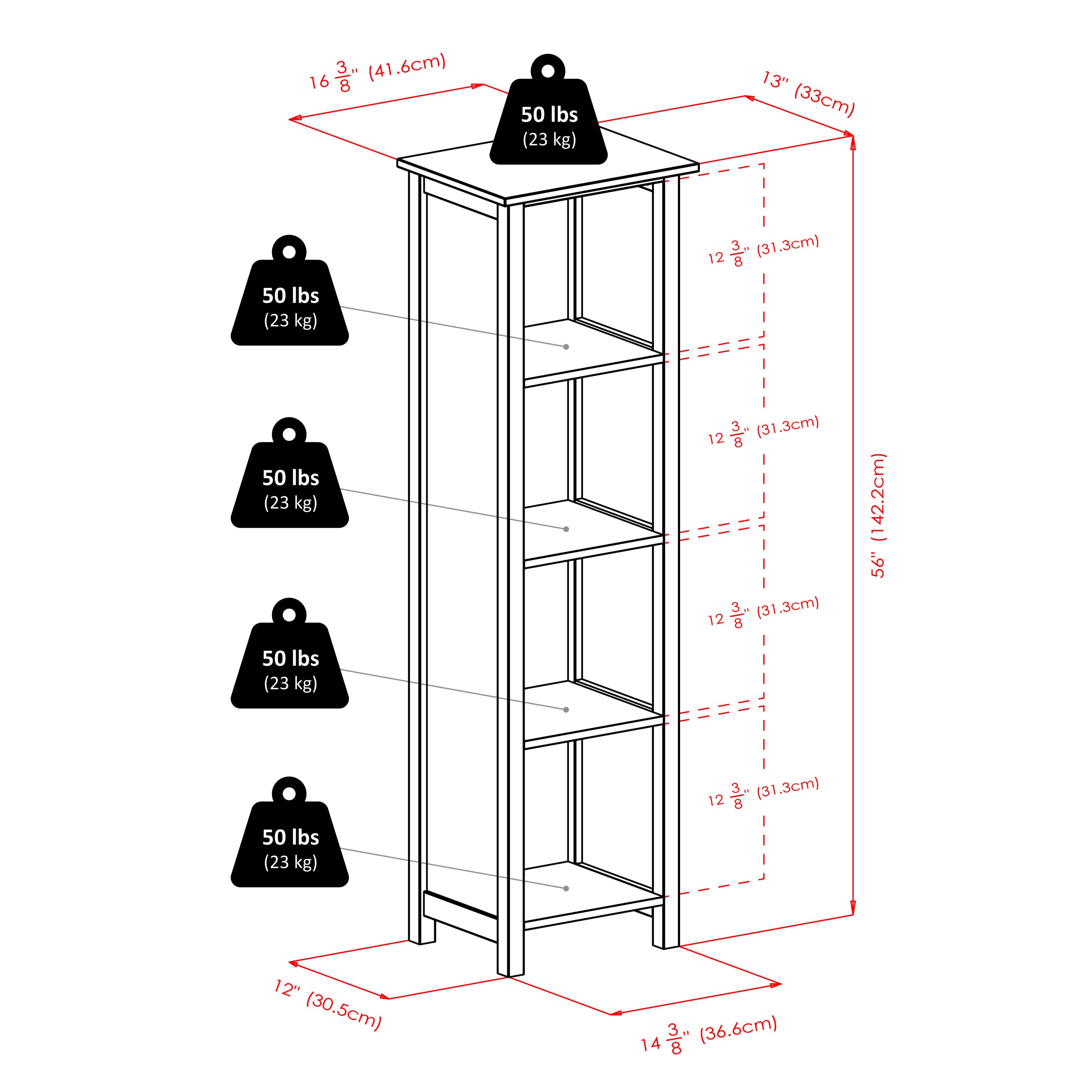 Winsome Verona 4-Tier Small Storage Organizer Shelf, Walnut & Black Finish - Perfect for Bedroom, Bathroom, and Office Organization