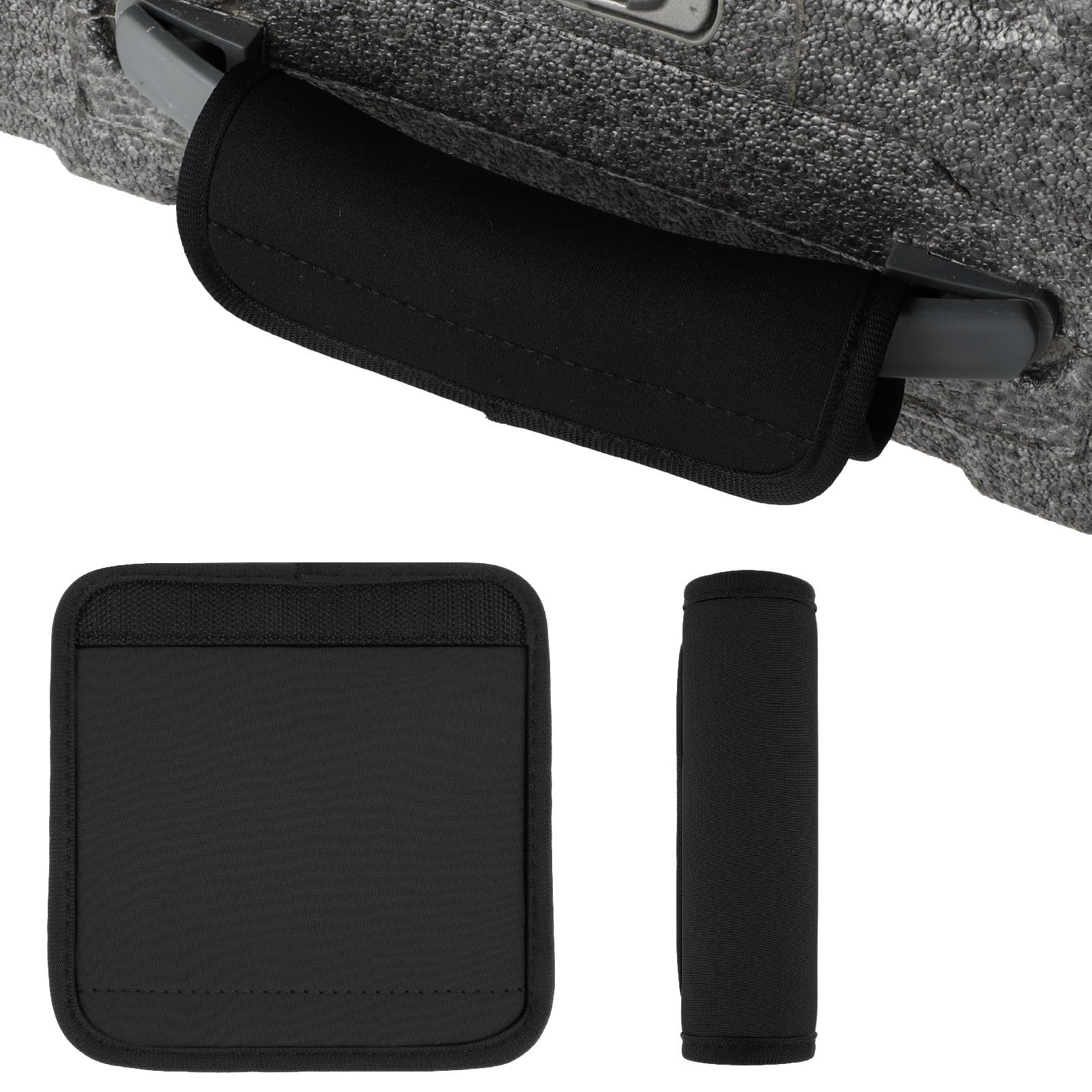 2-Pack Neoprene Luggage Handle Wraps - Soft Black Suitcase Grip Covers for Travel Comfort & Easy Identification (Perfect for Airports, Business Trips & Vacations)