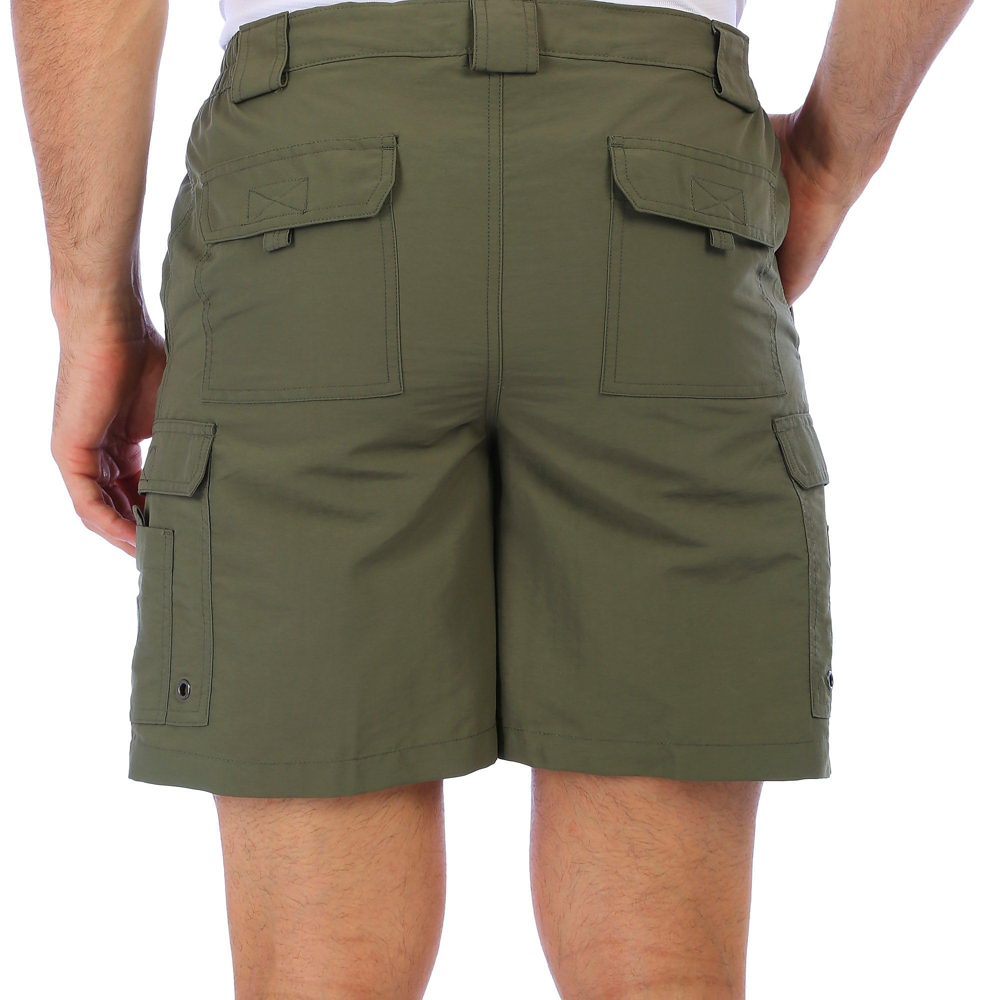 Reel Legends Men's UPF 50+ Quick-Dry Cargo Fishing Shorts with Solid Bonefish Design - Perfect for Saltwater Fishing & Outdoor Adventures