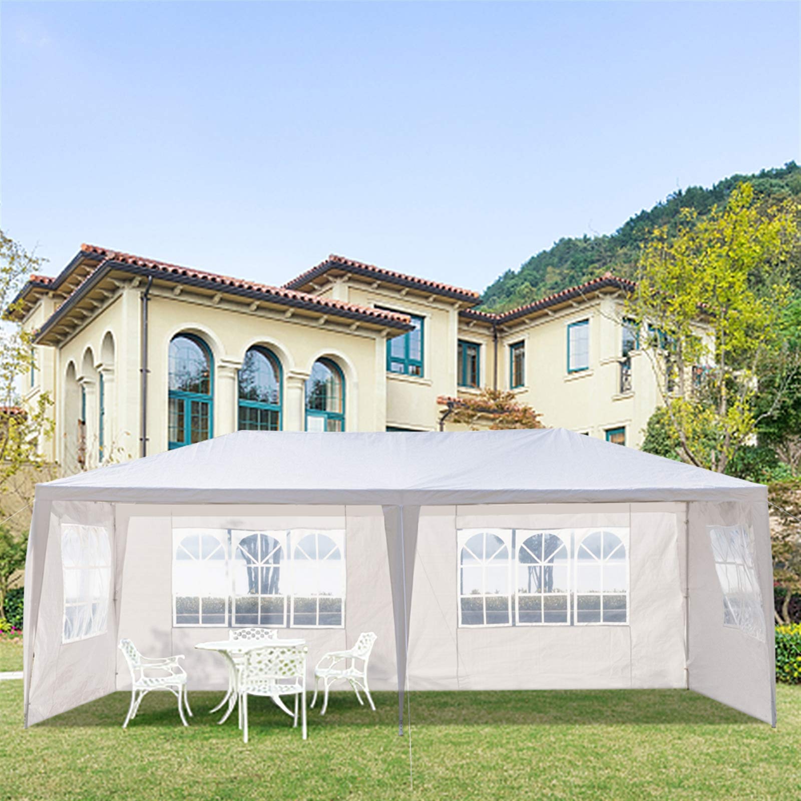 10'x20' Waterproof Outdoor Gazebo Canopy Tent with Removable Side Walls & Spiral Tubes - Perfect for Weddings, Parties, Camping, Market Stalls & Commercial Events