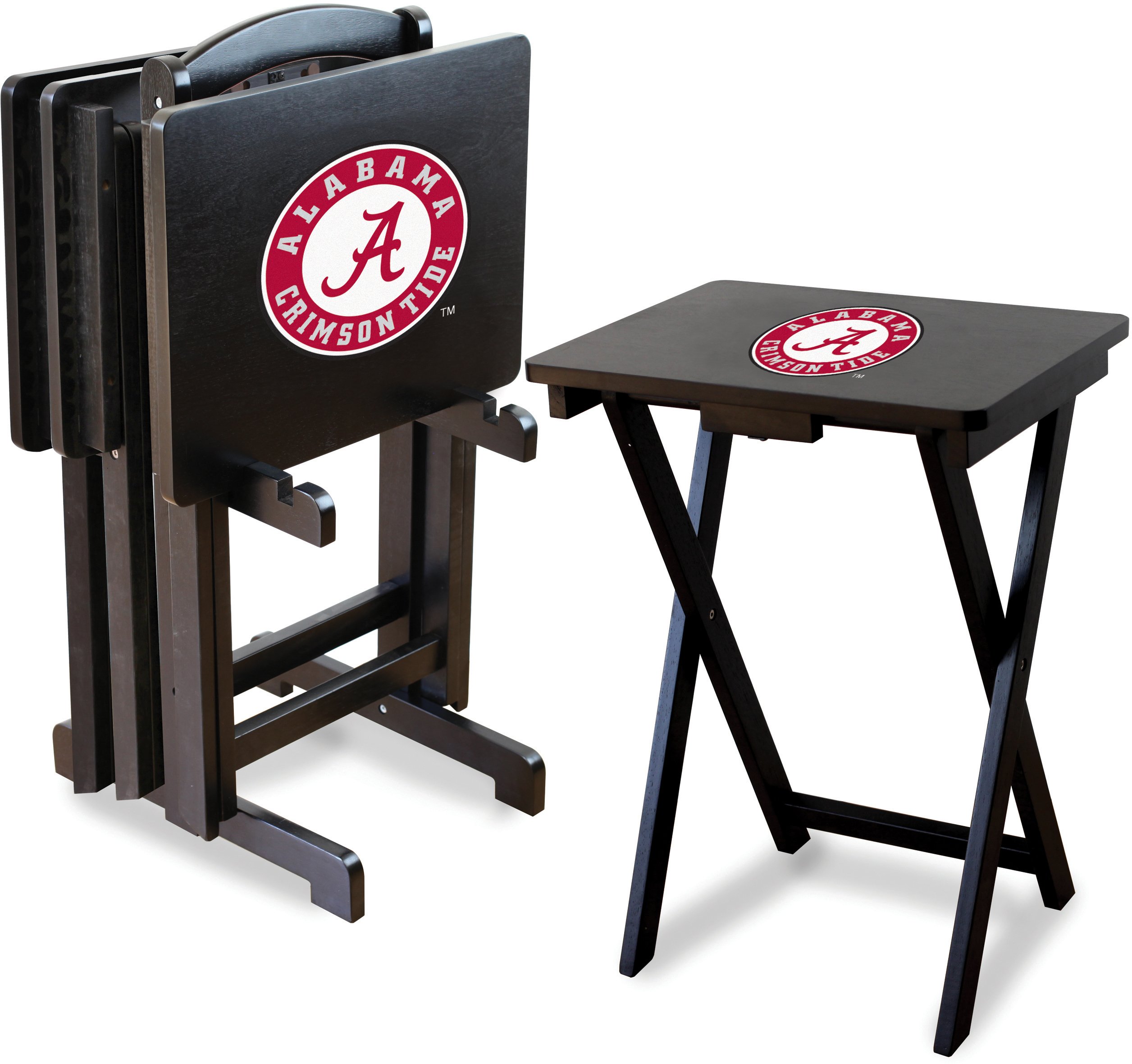 Official NCAA Licensed Foldable Wood TV Tray Table Set with Stand - Perfect for Game Day Snacks, Dorm Room Dining & Living Room Entertainment