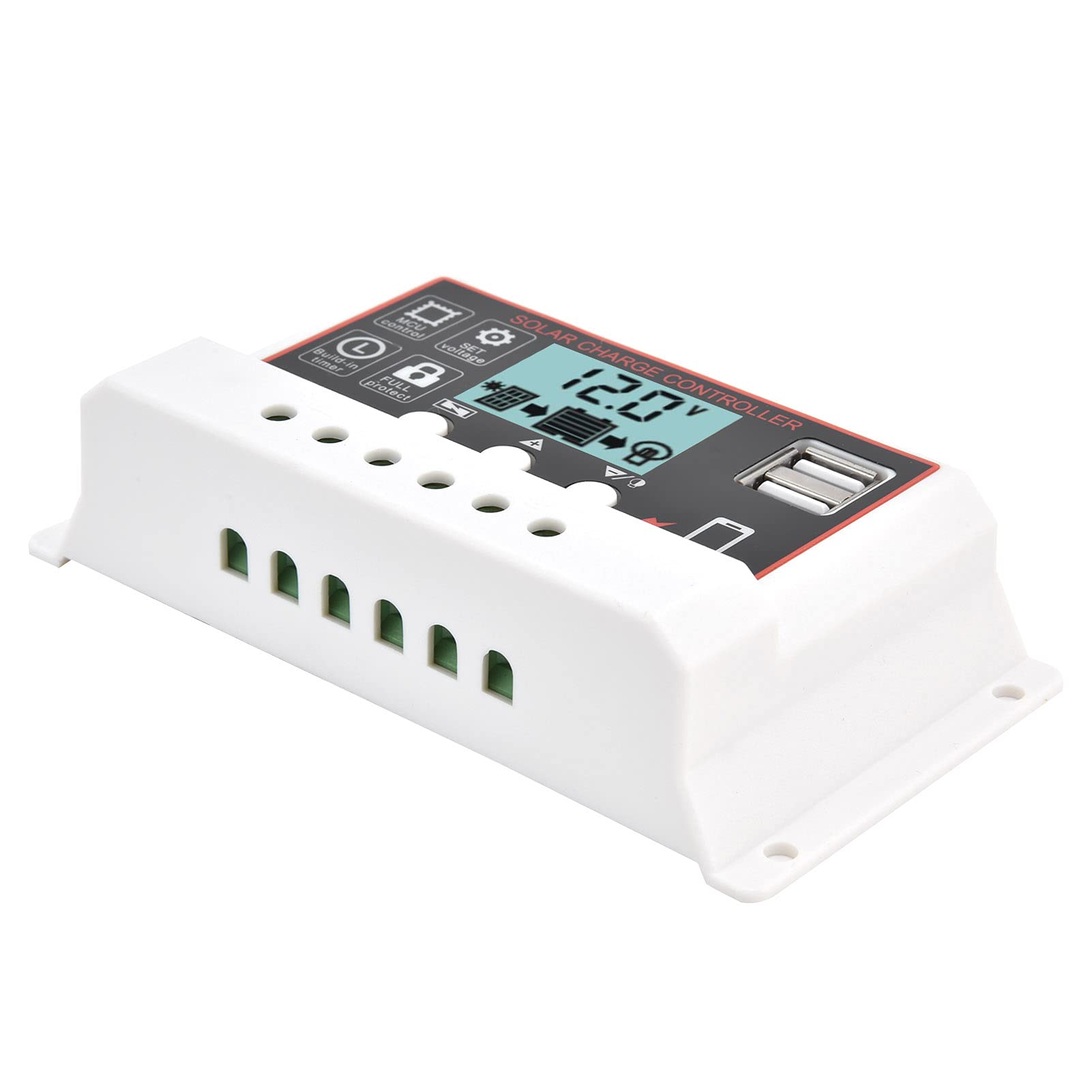 12V/24V PWM Solar Charge Controller - 10A Smart Solar Panel Regulator for Home, Commercial & Industrial Use - Perfect for Off-Grid Power Systems, RV, Boats & Solar Panel Kits