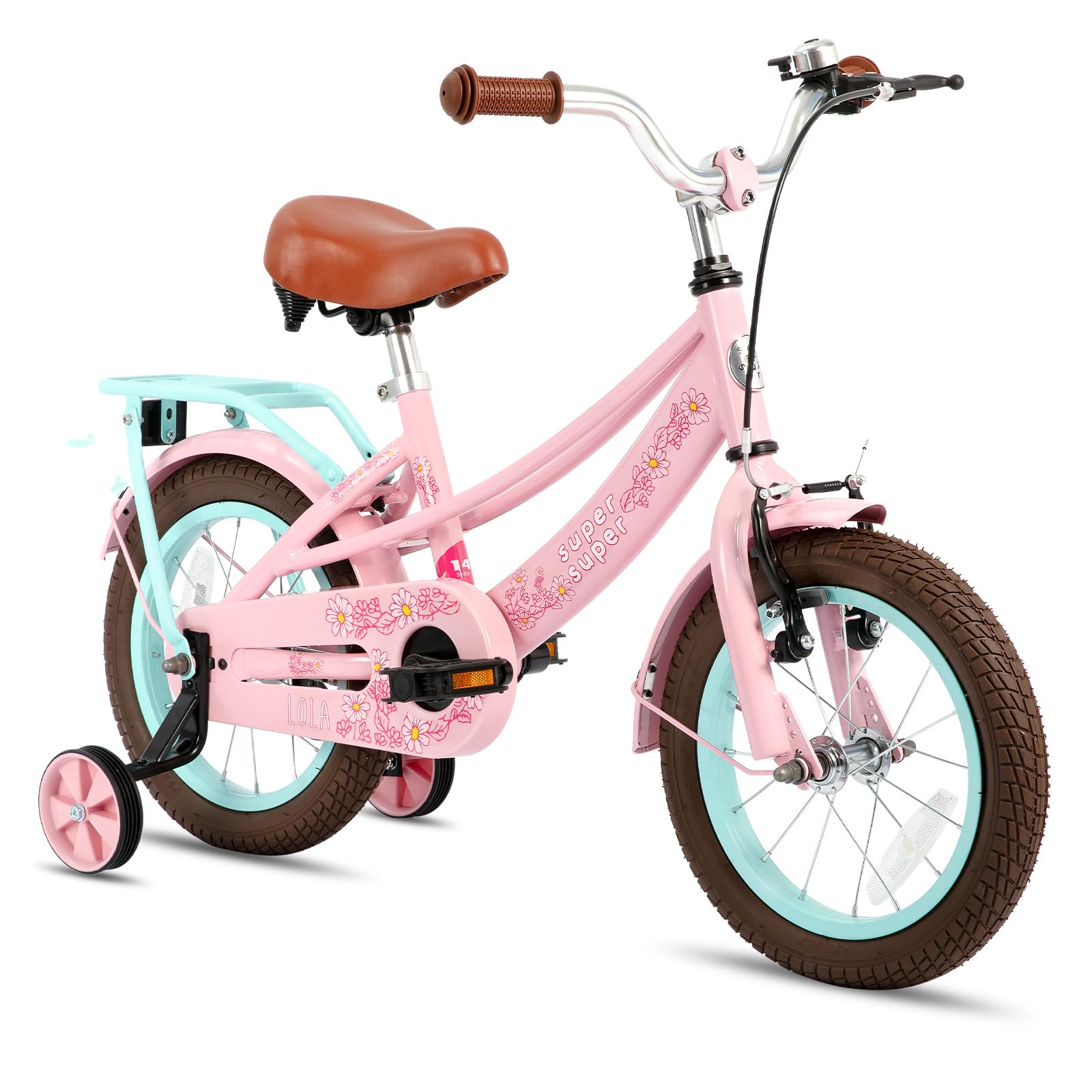 JOYSTAR 14 Inch Girls Bike with Training Wheels - Pink Princess Toddler Bicycle for 3-5 Year Old Girls | Perfect for Outdoor Play, Park Rides & Learning to Cycle